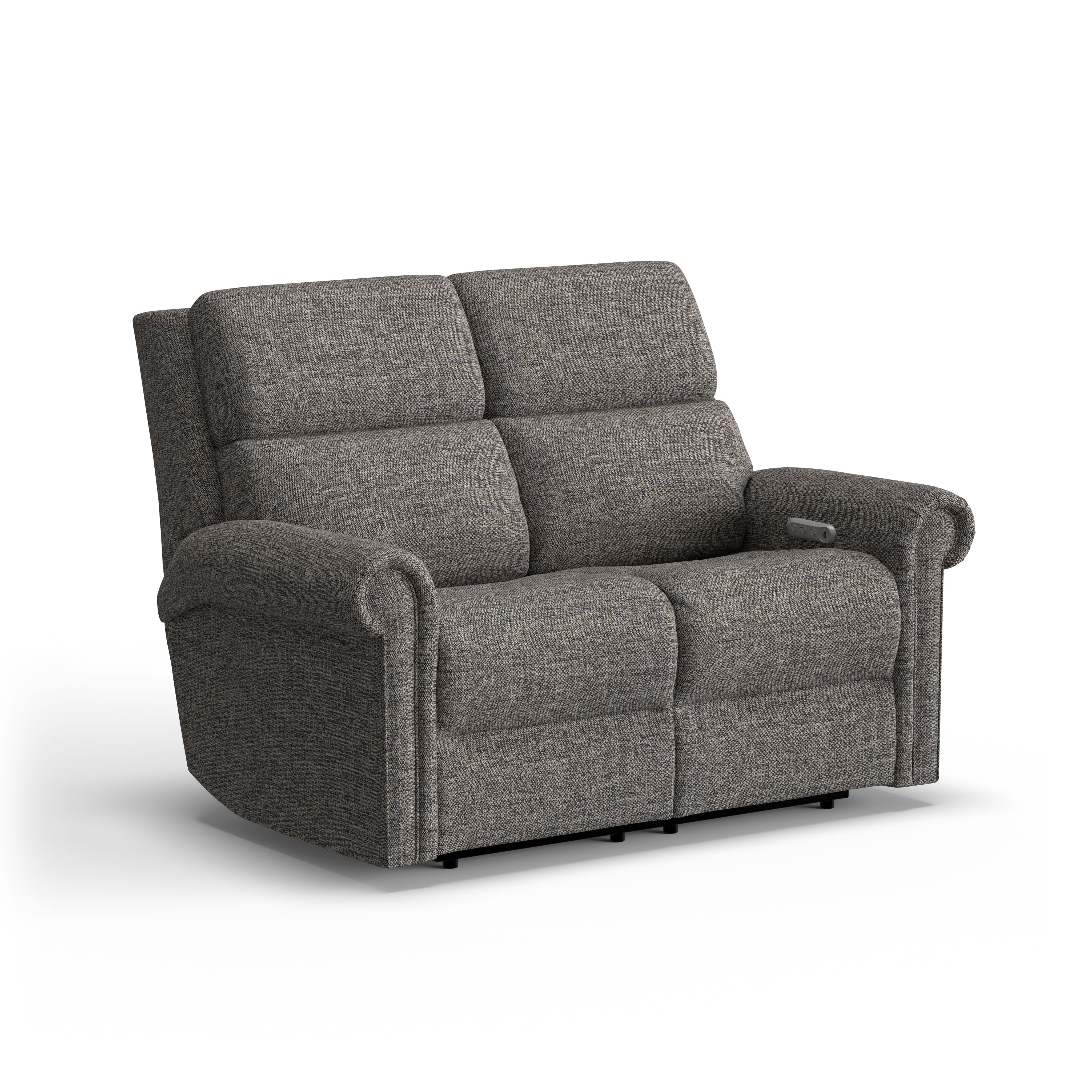 Bernard - Power Reclining Loveseat With Power Headrest & Lumbar, Nailhead Trim, blue