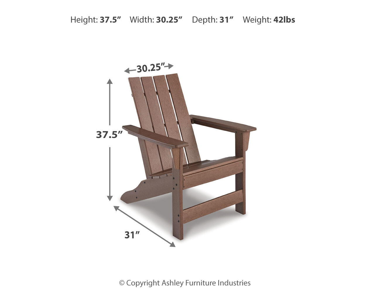 Ashley Furniture Emmeline - Adirondack Chair - Brown - Image 6