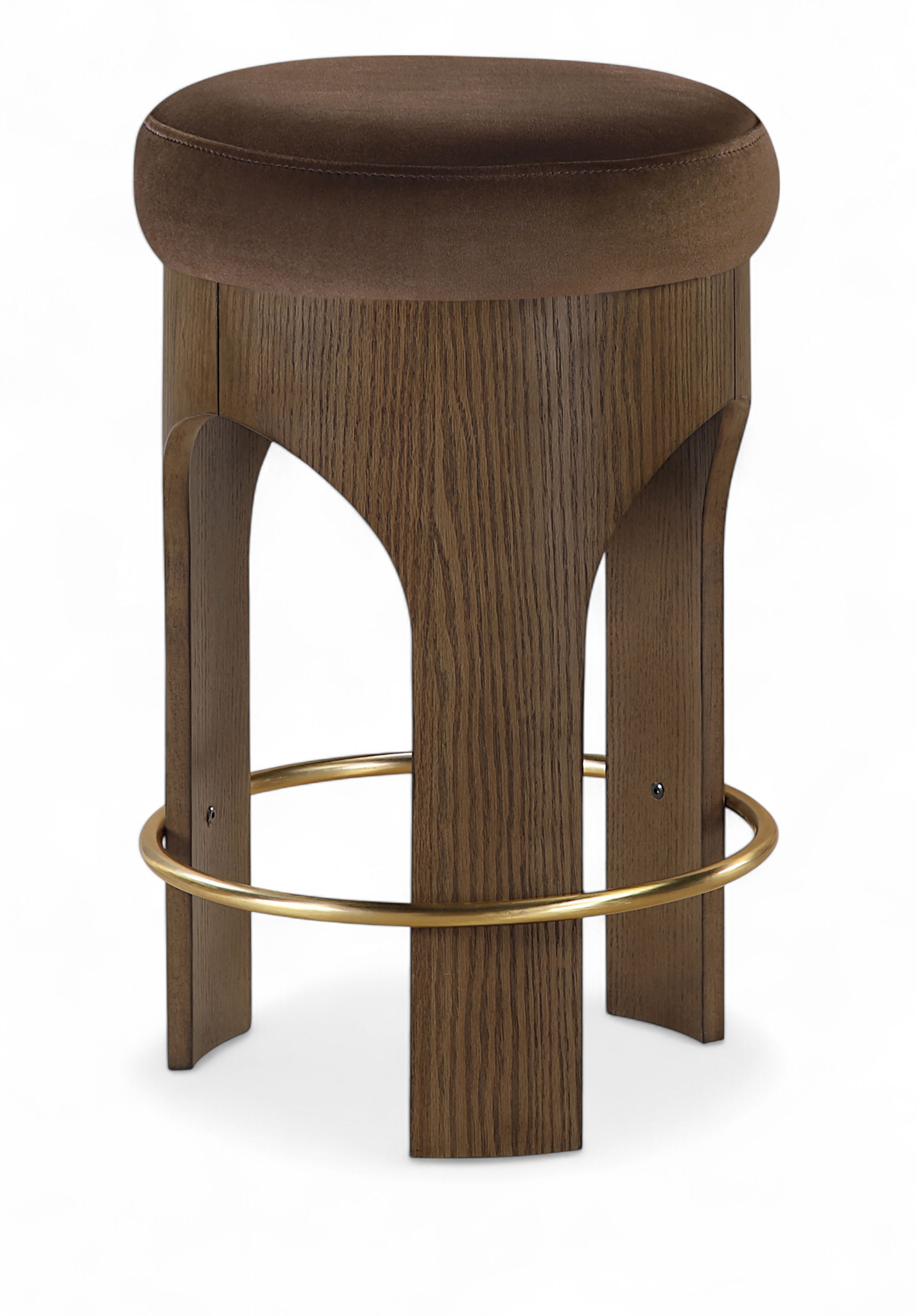 Bocceli - Velvet Upholstered Counter Stool - Brown