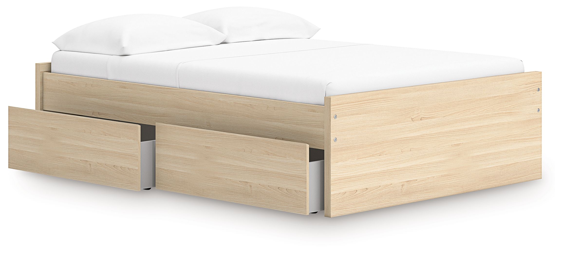 Onita - Full Platform Bed With 1 Side Storage - Natural