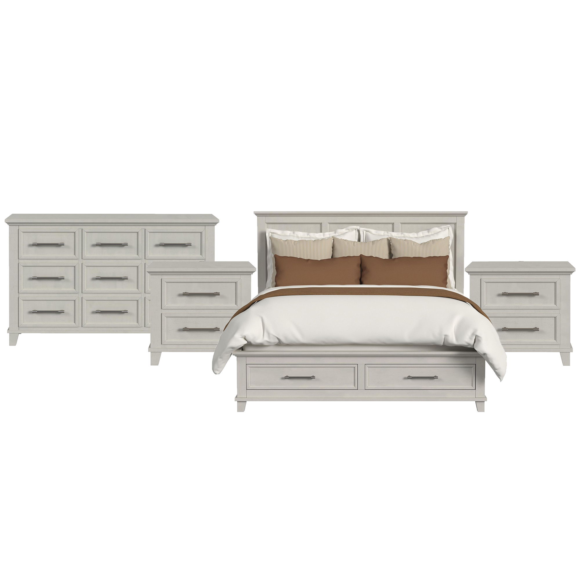 King · 4 Pc · Bedroom Set With 2 Nightstands & Dresser