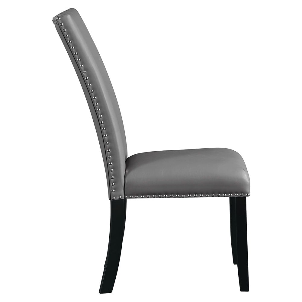 Caralin - Side Chair (Set of 2) - Gray Synthetic Leather & Black, gray, view 3