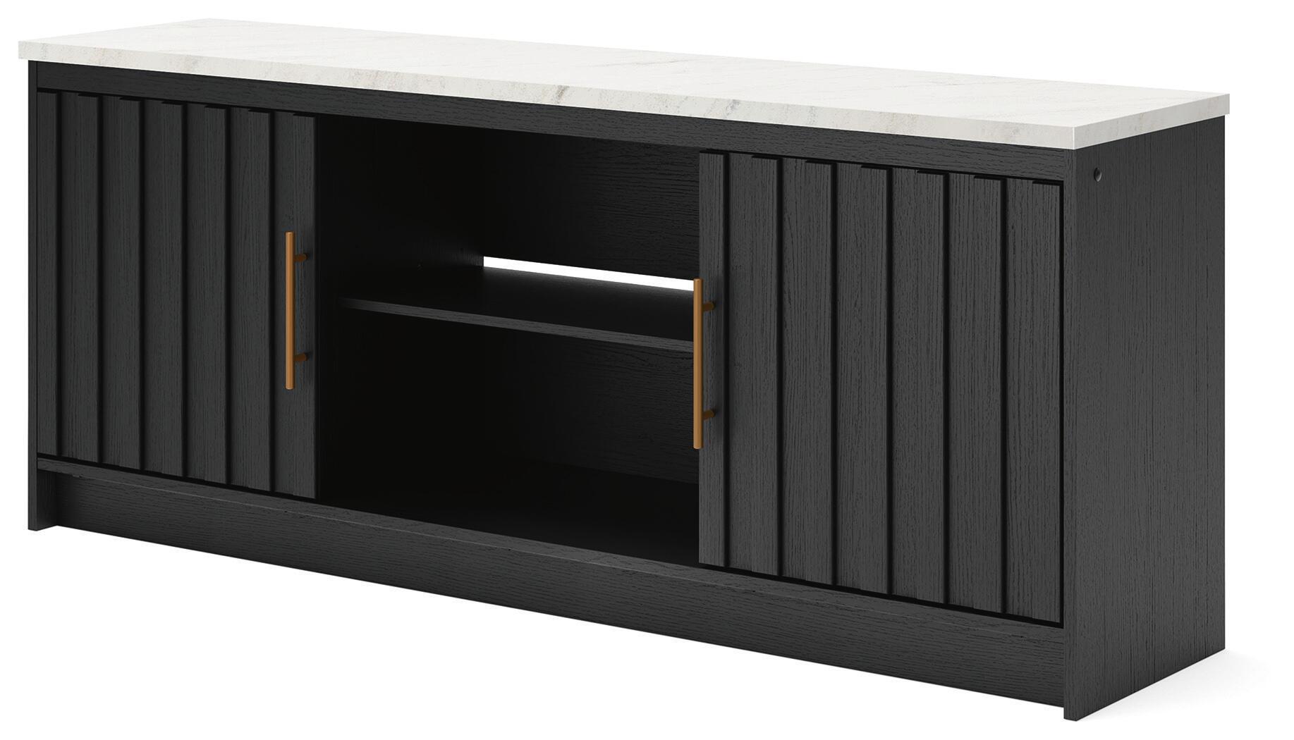 Ashley Furniture Cadmori - XL TV Stand With Fireplace Option - Black / White - Image 3