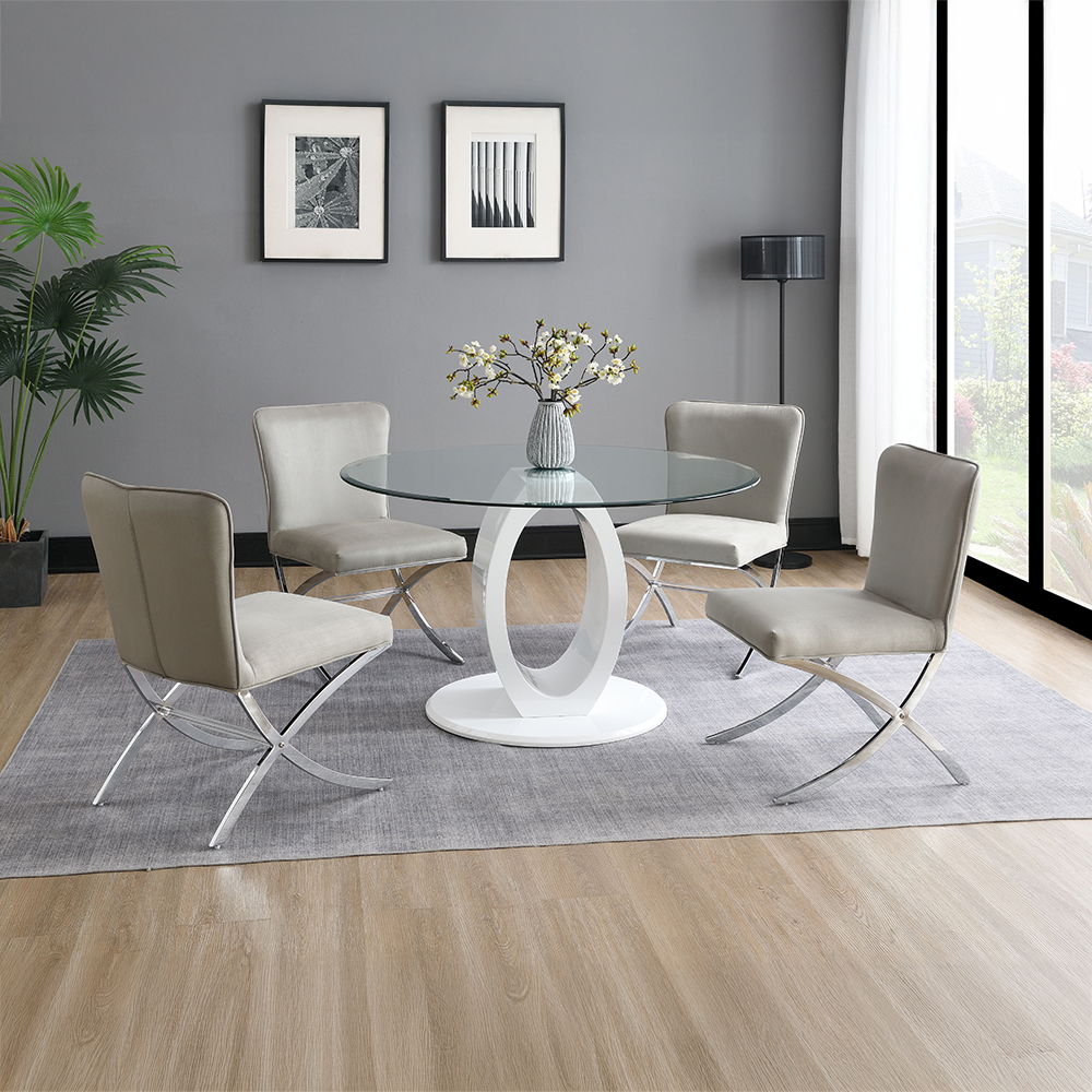 Daire - Side Chair (Set of 2) - Light Gray Velvet & Chrome, light gray, view 5