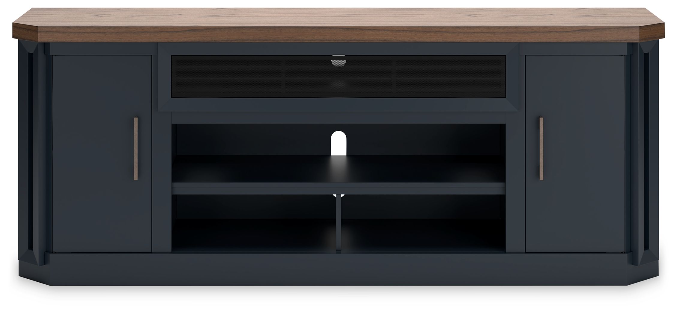 Ashley Furniture Landocken - XL TV Stand W/Fireplace Option - Brown / Blue - Image 5