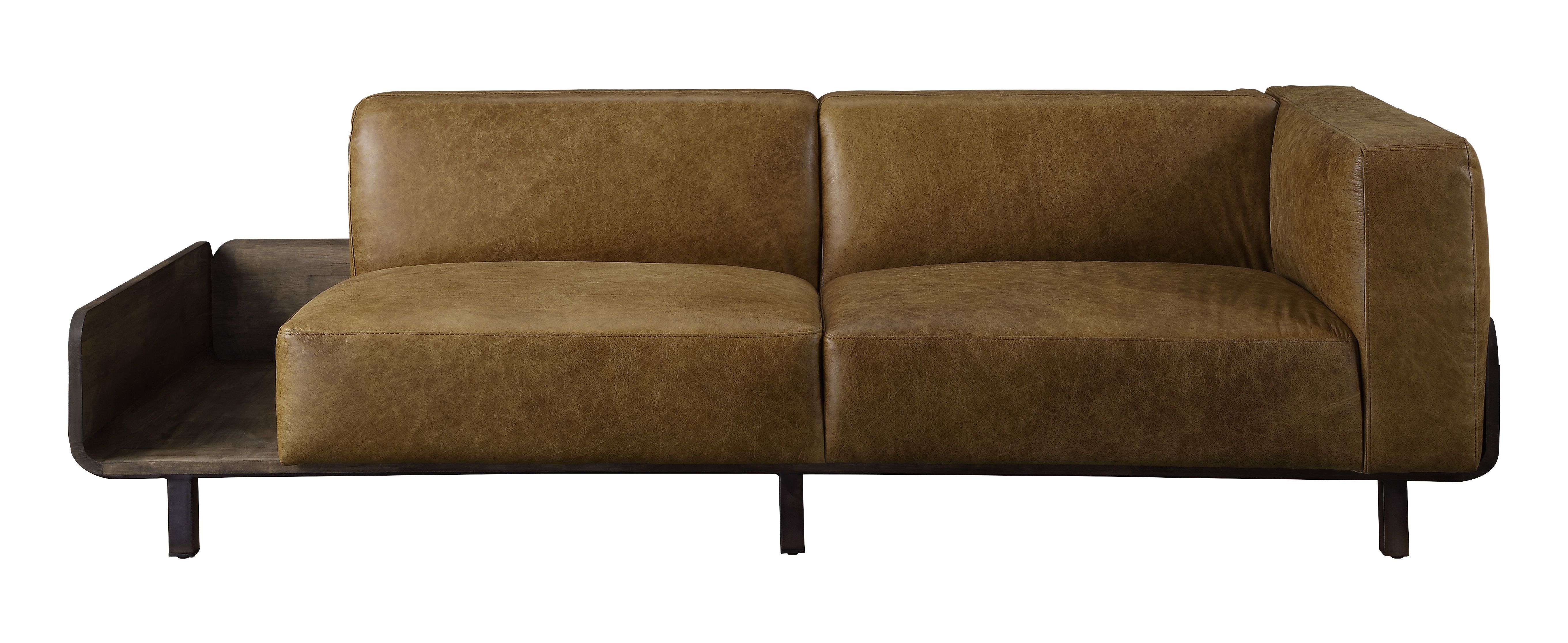 Blanca - Sofa - Chestnut Top Grain Leather & Rustic Oak, light brown, view 7