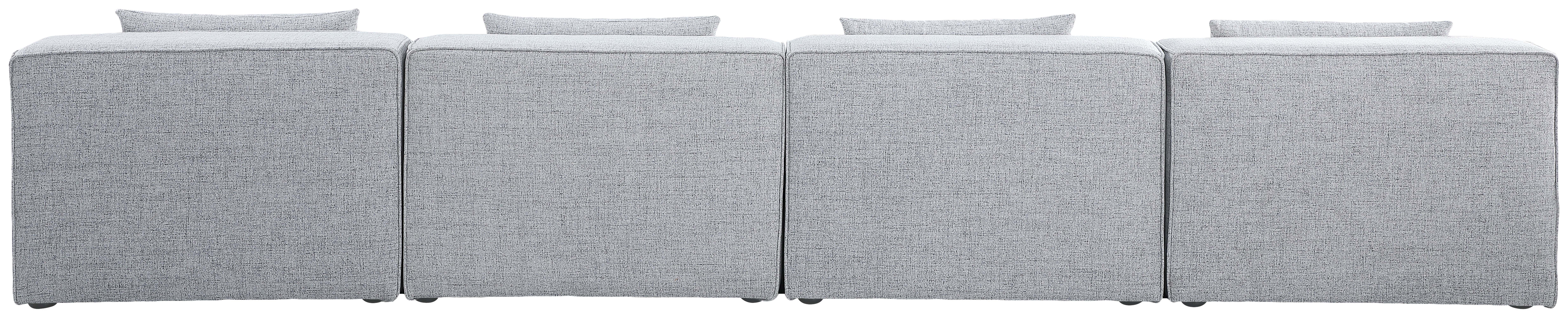 Cube - Linen Modular 4 Piece Armless Sofa - Gray
