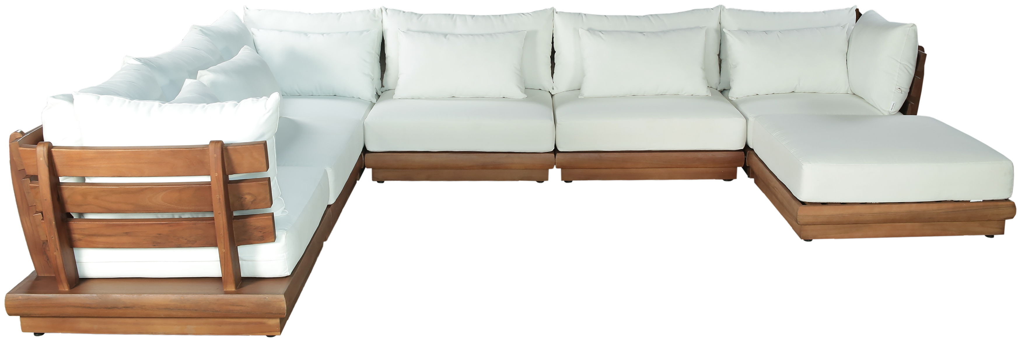 Mirella - 7 Piece Water Resistant Fabric 150" Upholstered Outdoor Patio Modular Sectional - Off-White