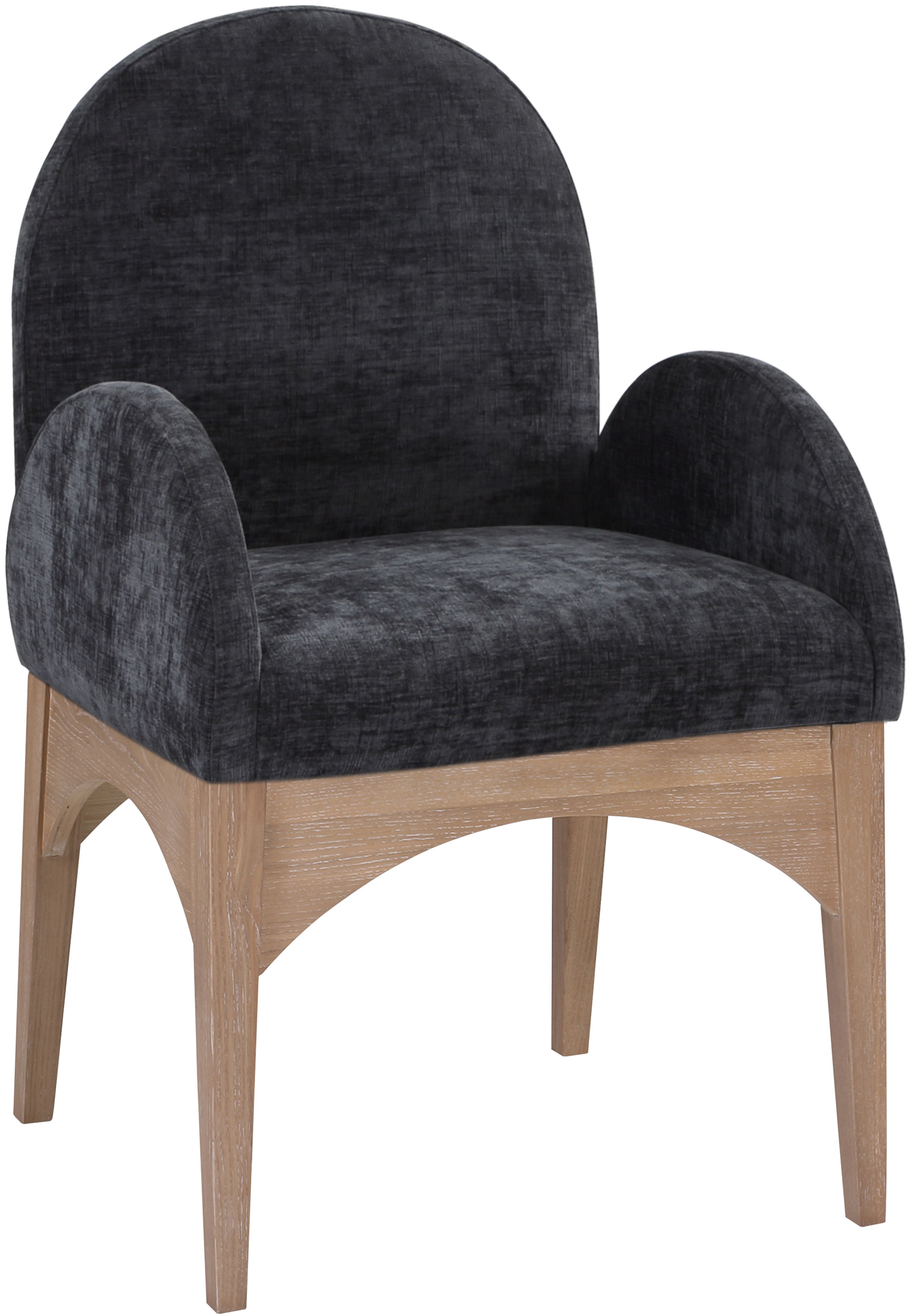 Waldorf - Chenille Dining Arm Chair With Natural Legs - Black