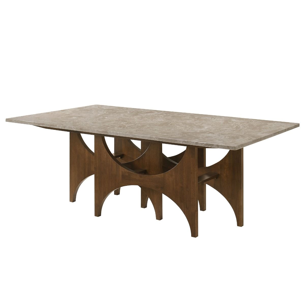 Oleia - Dining Table With Engineered Marble - Natural Marble & Walnut, gray, view 2