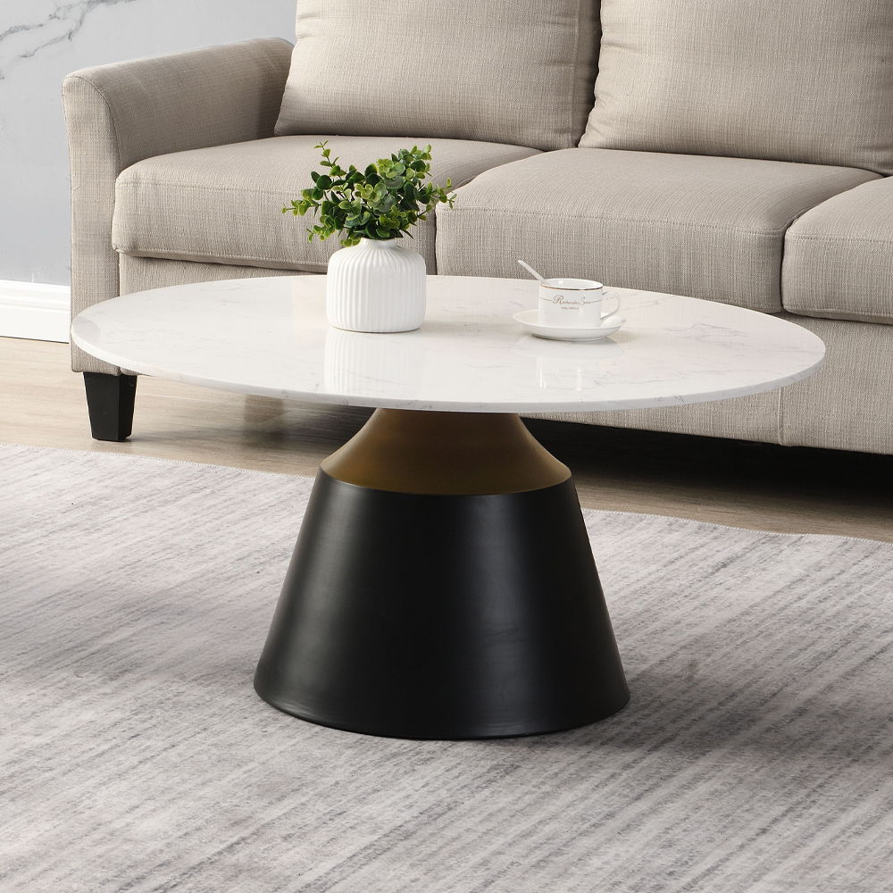 Jaramillo - Coffee Table - White Natural Marble Top & Black, white