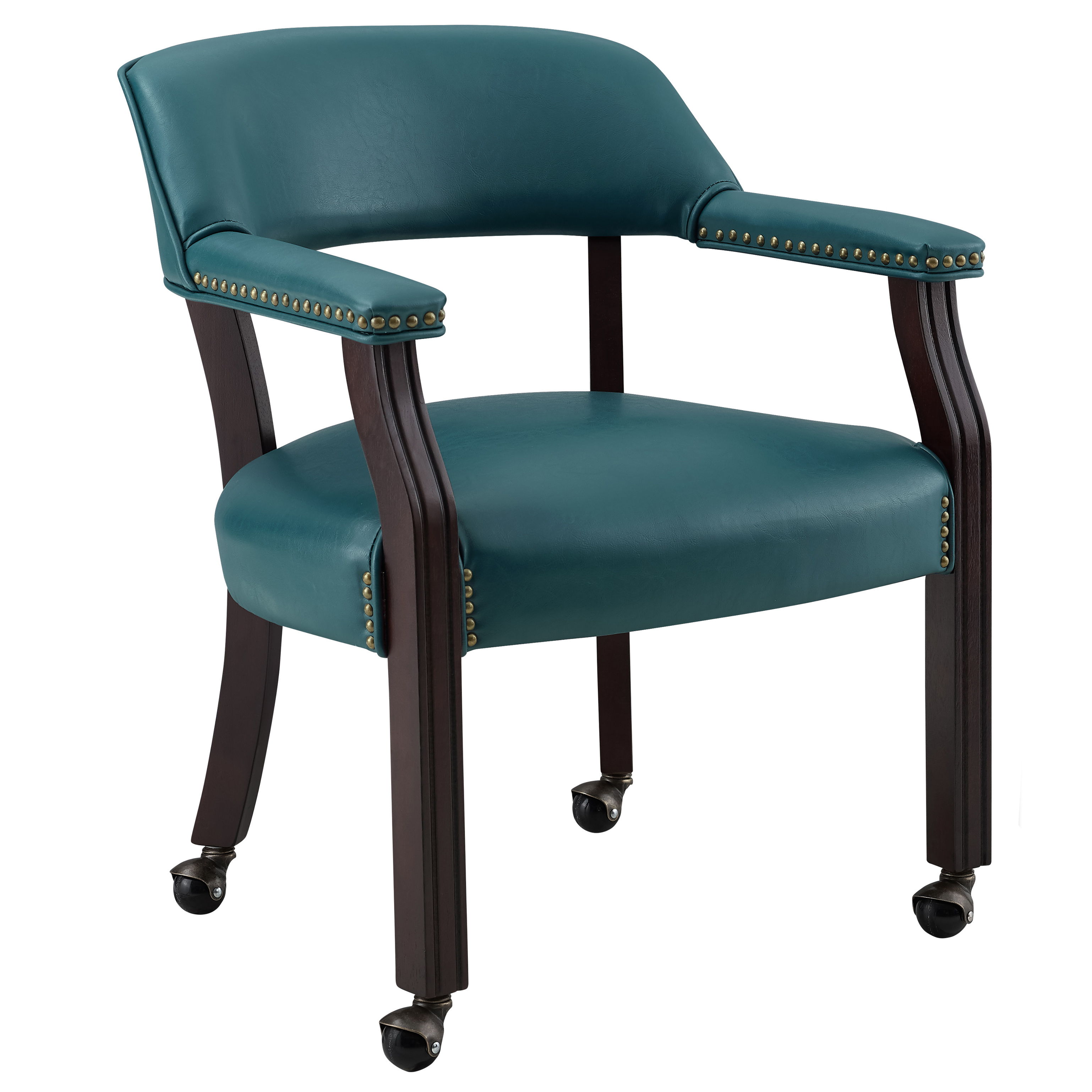 Tournament - Arm Chair With Casters - Teal
