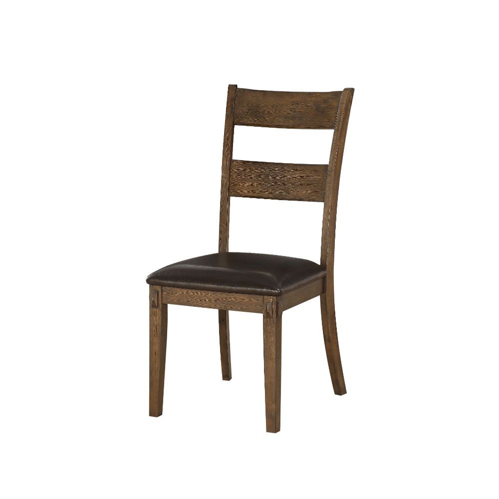 Nabirye - Side Chair (Set of 2) - Esspresso Synthetic Leather & Dark Oak, dark brown