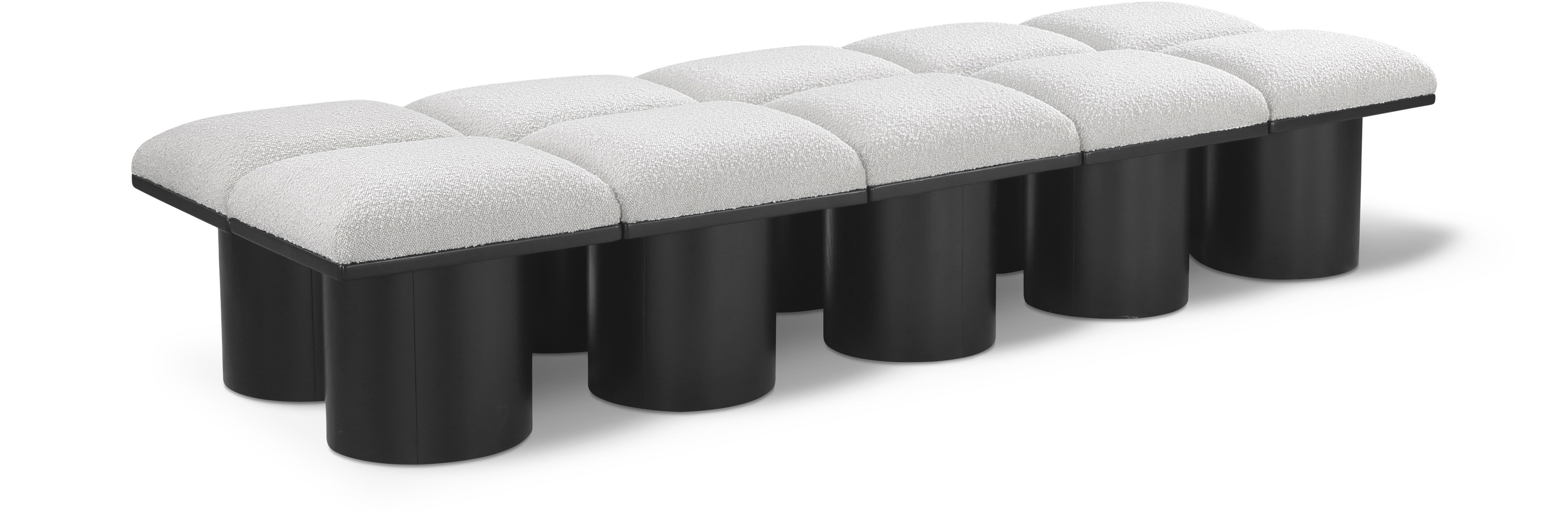 Pavilion - 90" 10 Piece Modular Bench With Black Base - Cream