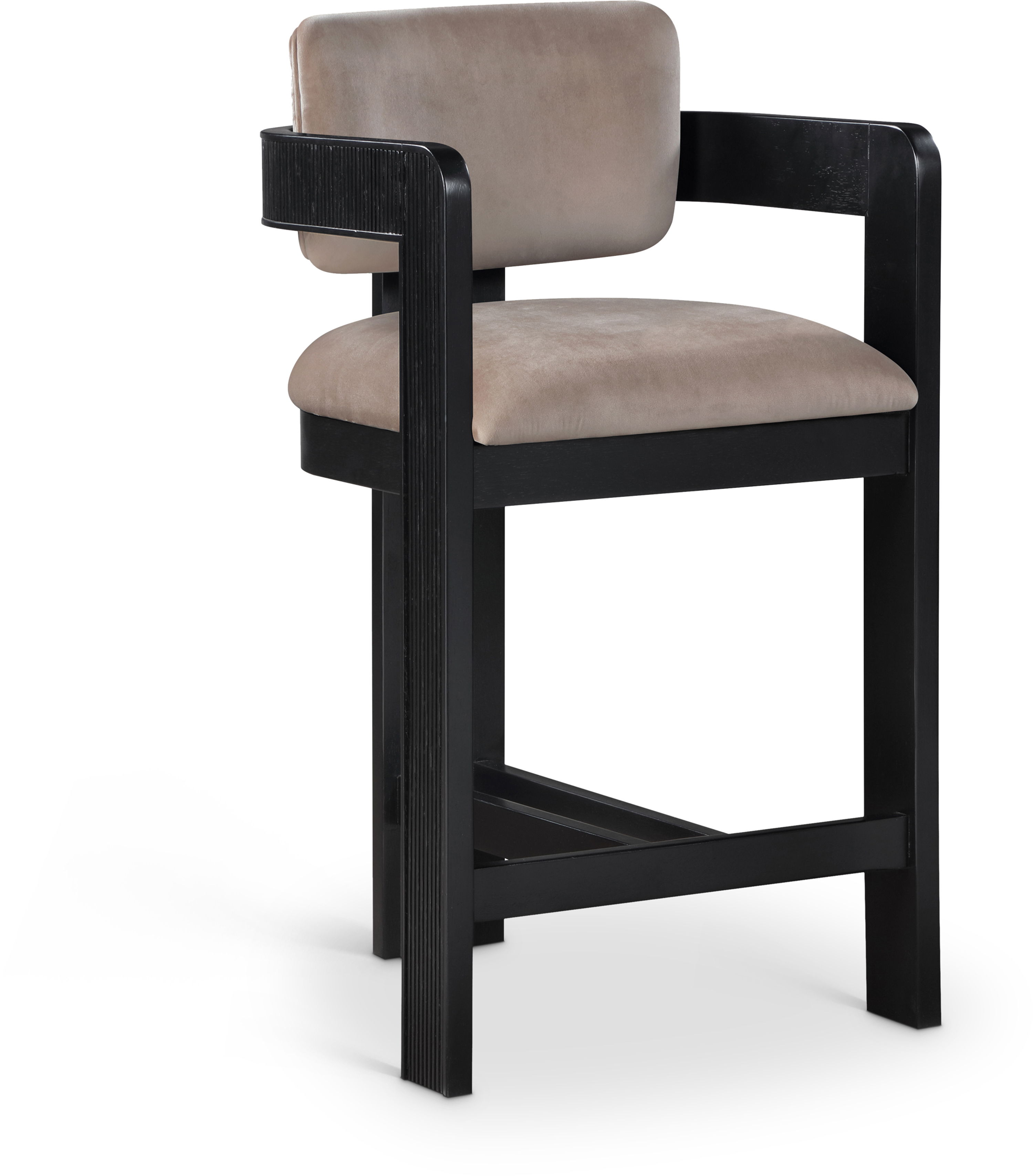 Sacha - Velvet Stool With Black Base - Taupe