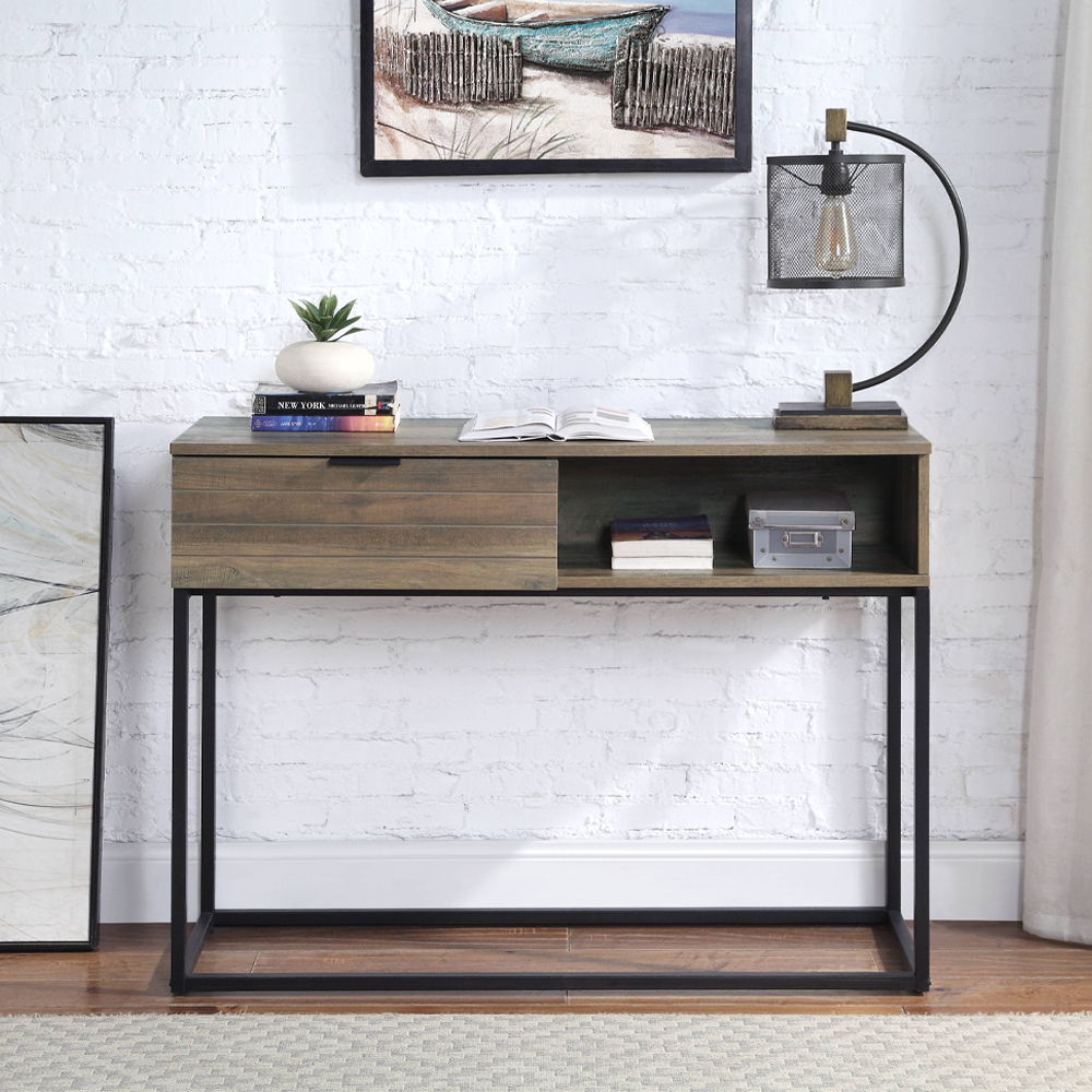 Galeno - Writing Desk - Rustic Oak & Black, black
