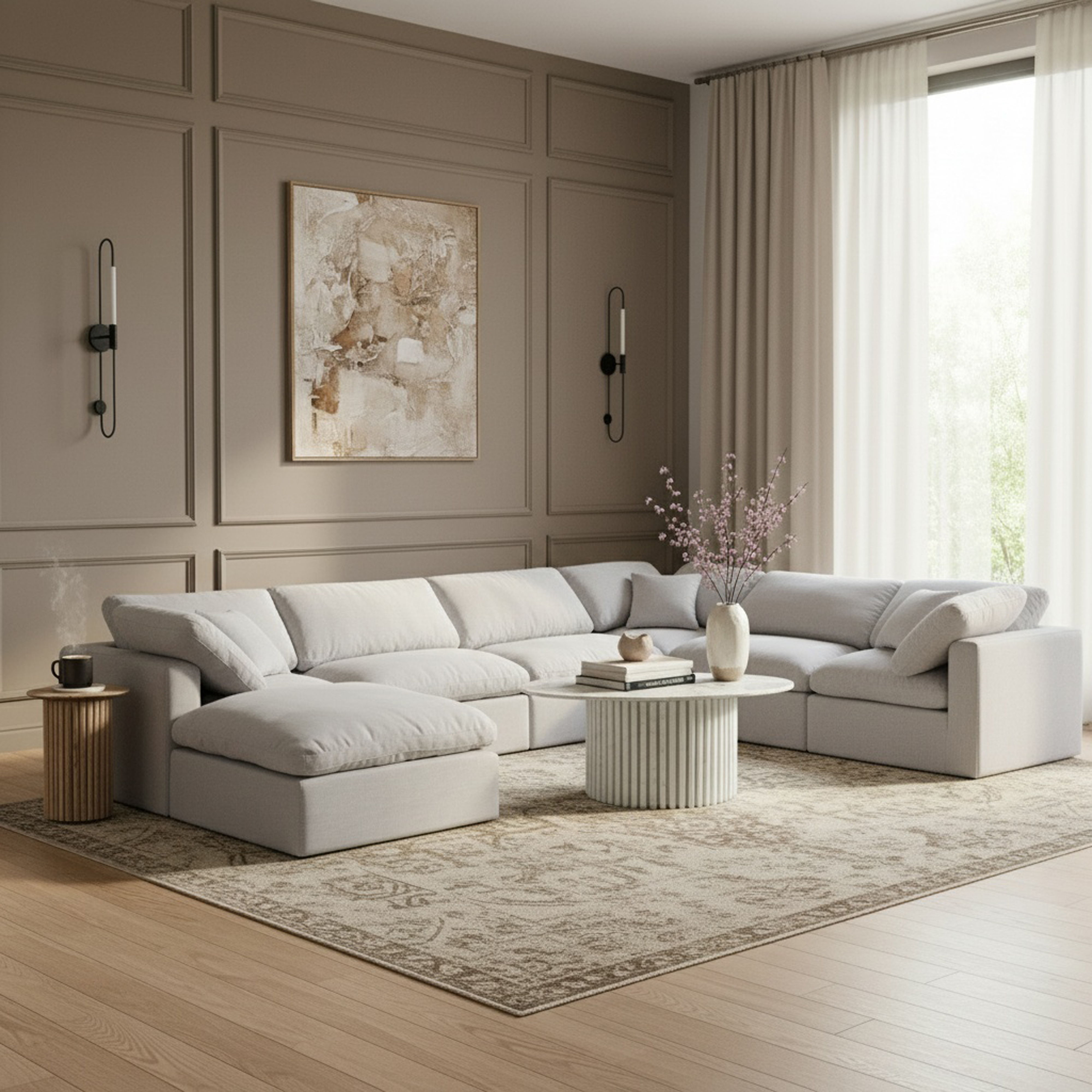 Indulge - Linen 7 Piece Modular Sectional - Gray