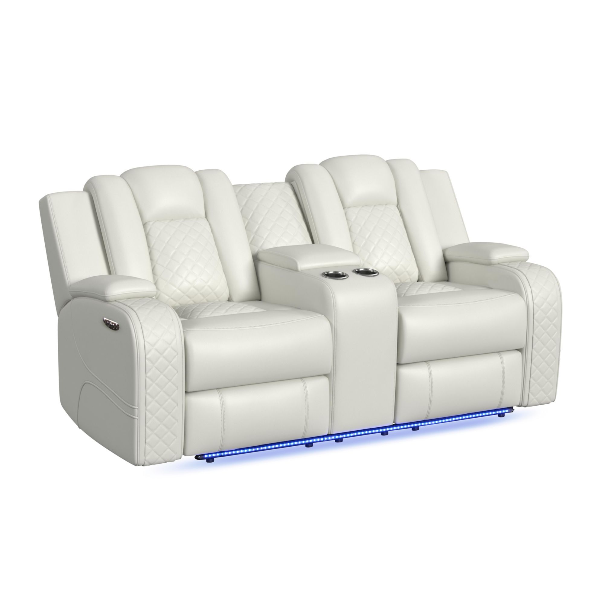 Carlo - Power Motion Loveseat With Power Headrest, Console And LED - Pebble Oyster
