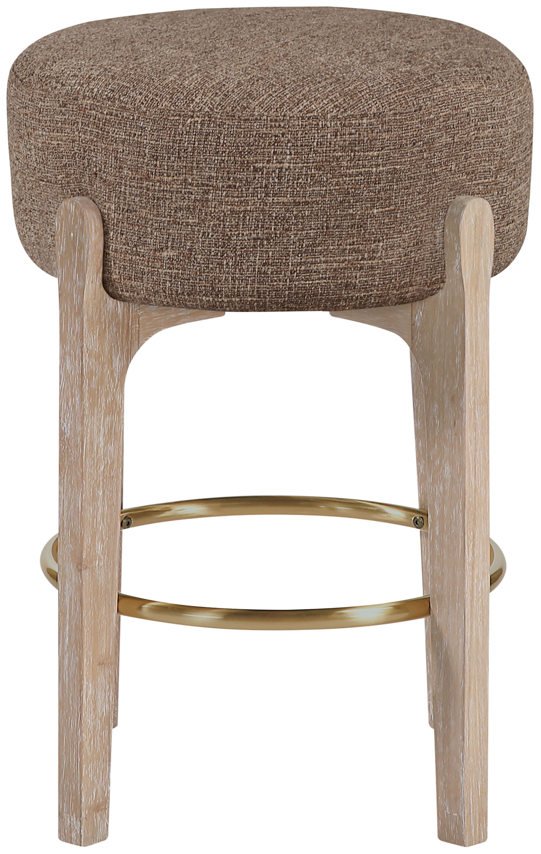 Torino - Fabric Upholstered Backless Counter Stool (Set of 2) - Brown / Brushed Natural