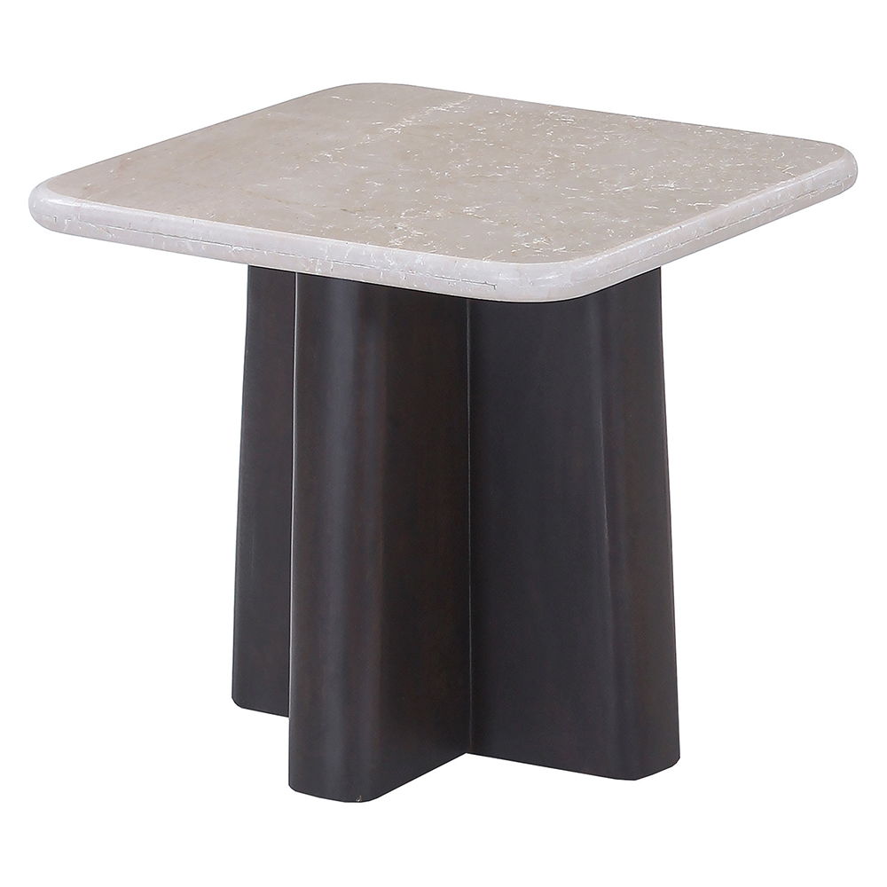 Jacory - End Table With Bottocino Marble Top - Beige / Espresso, beige