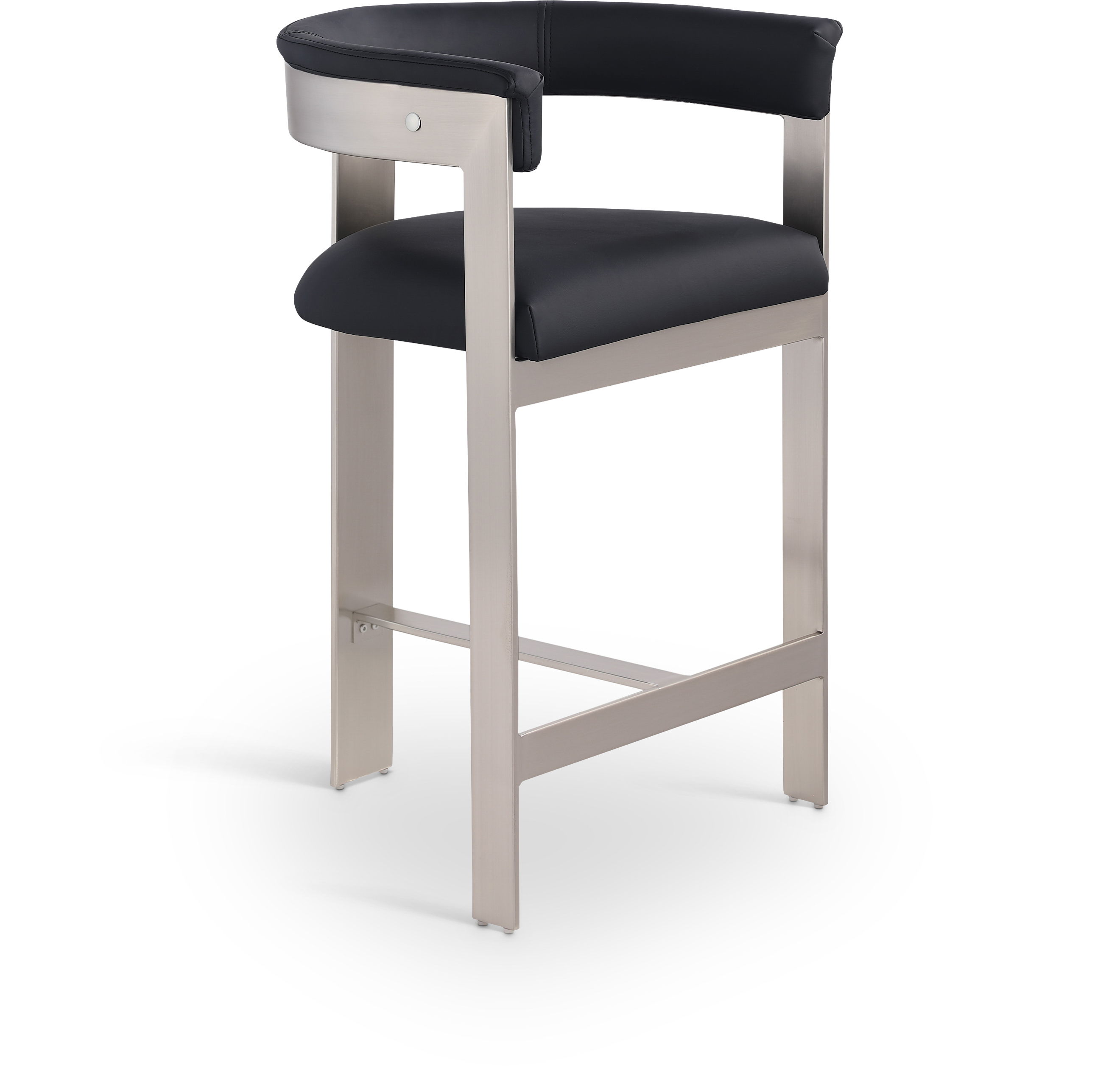 Romeo - Faux Leather Counter Stool With Silver Base (Set of 2) - Black