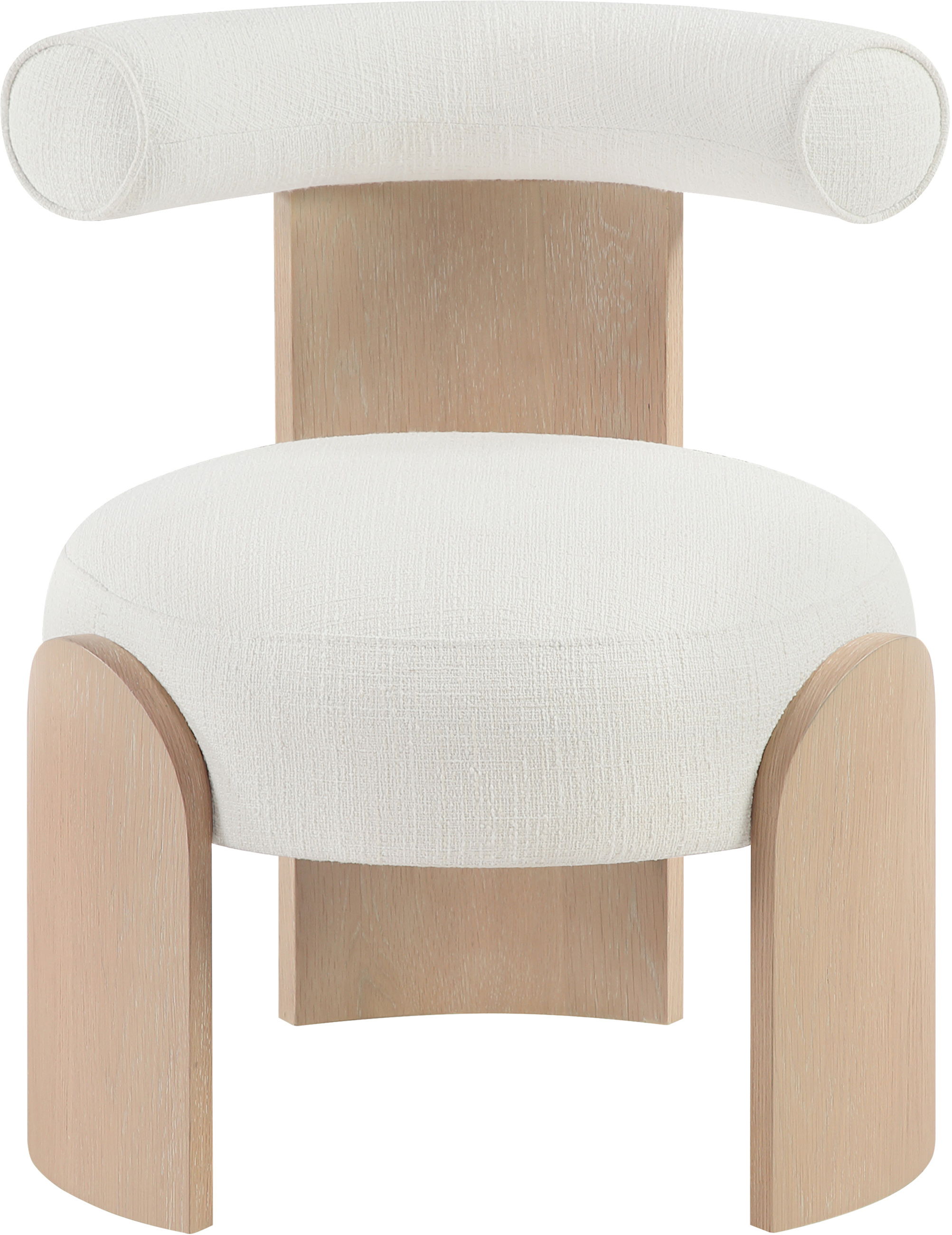 Calder - Linen Textured Fabric Upholstered Accent Chair - Cream / Painted Natural