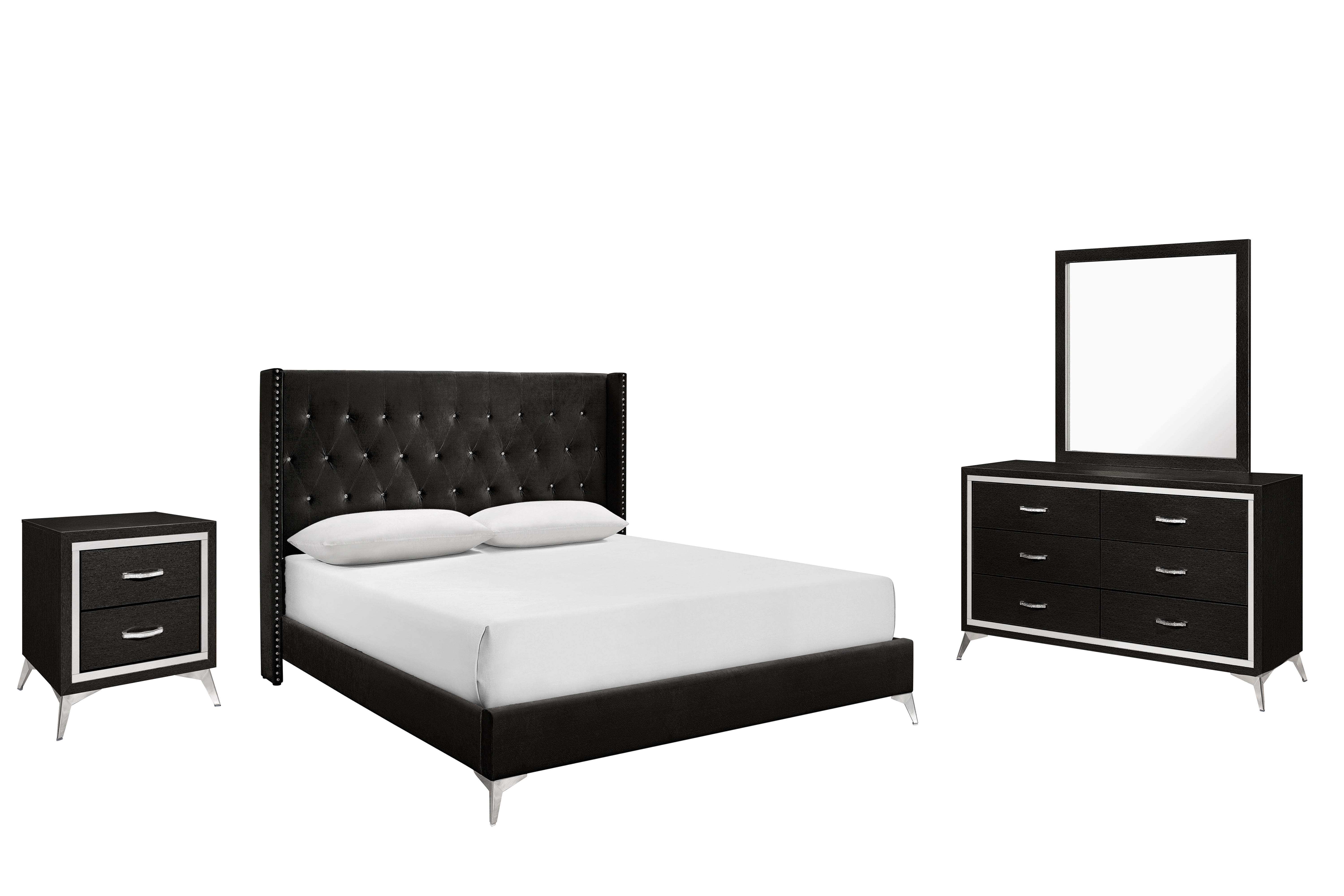 Eastern King · 4 Pc · Bed & Dresser & Mirror & Nightstand