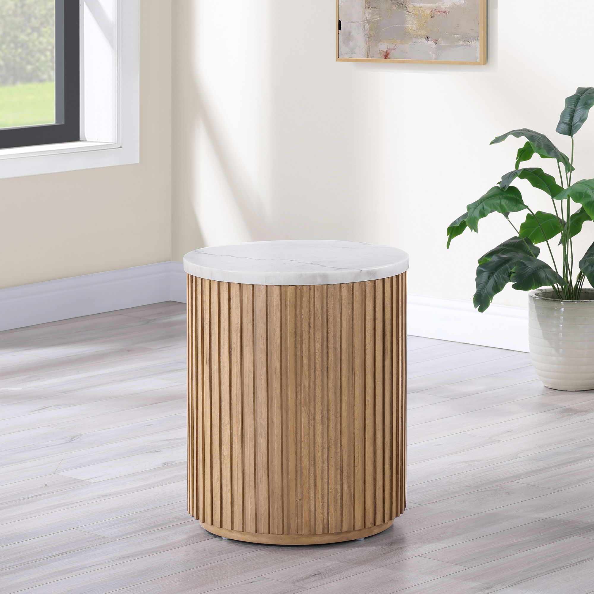 Colvin - Marble End Table - Brown / White
