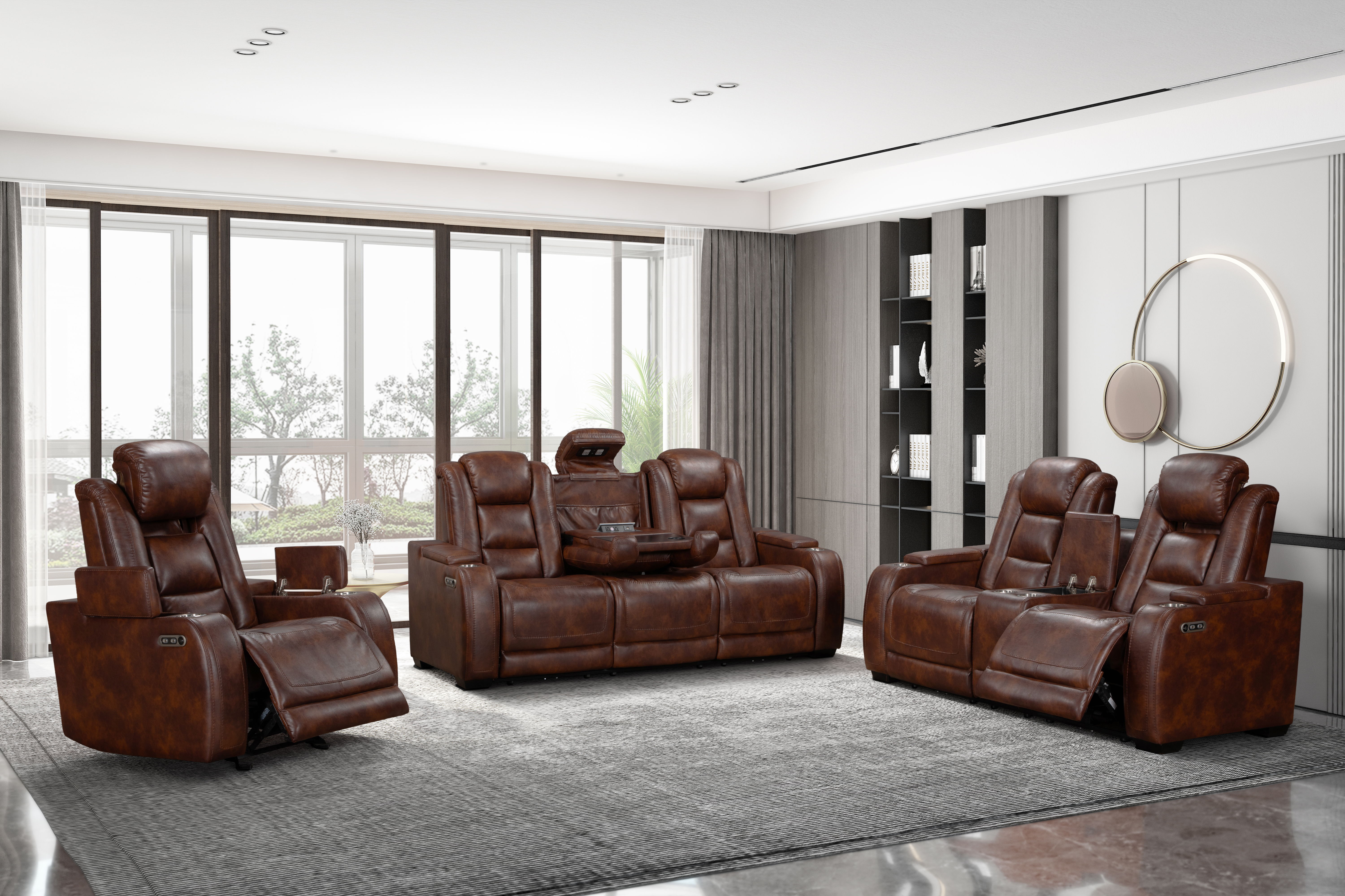 3 Pc · Power Sofa & Loveseat & Recliner