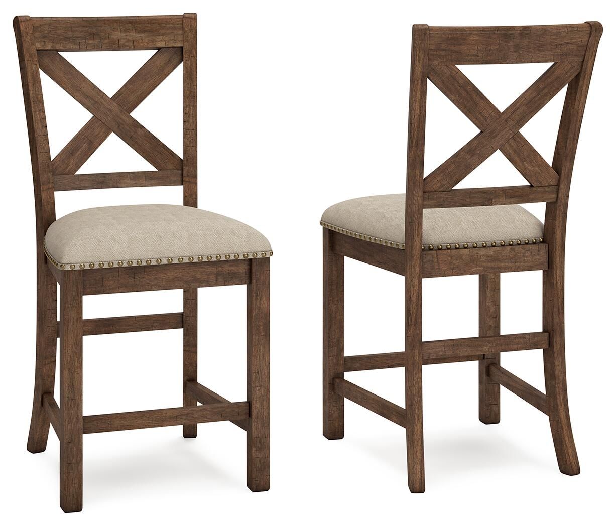 Moriville – Upholstered Barstool (Set of 2) – Beige