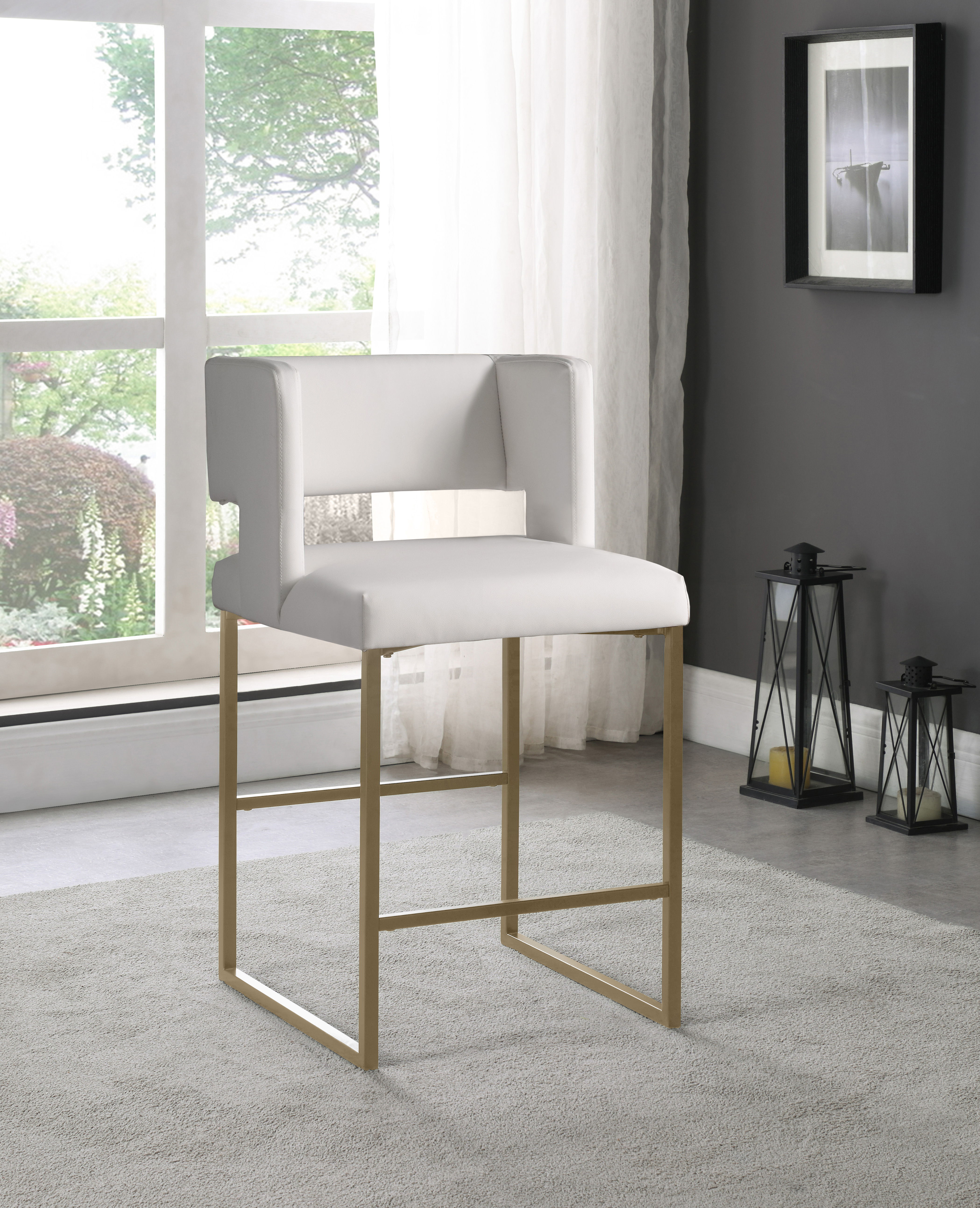 Caleb - Faux Leather Counter Stool (Set of 2) - White