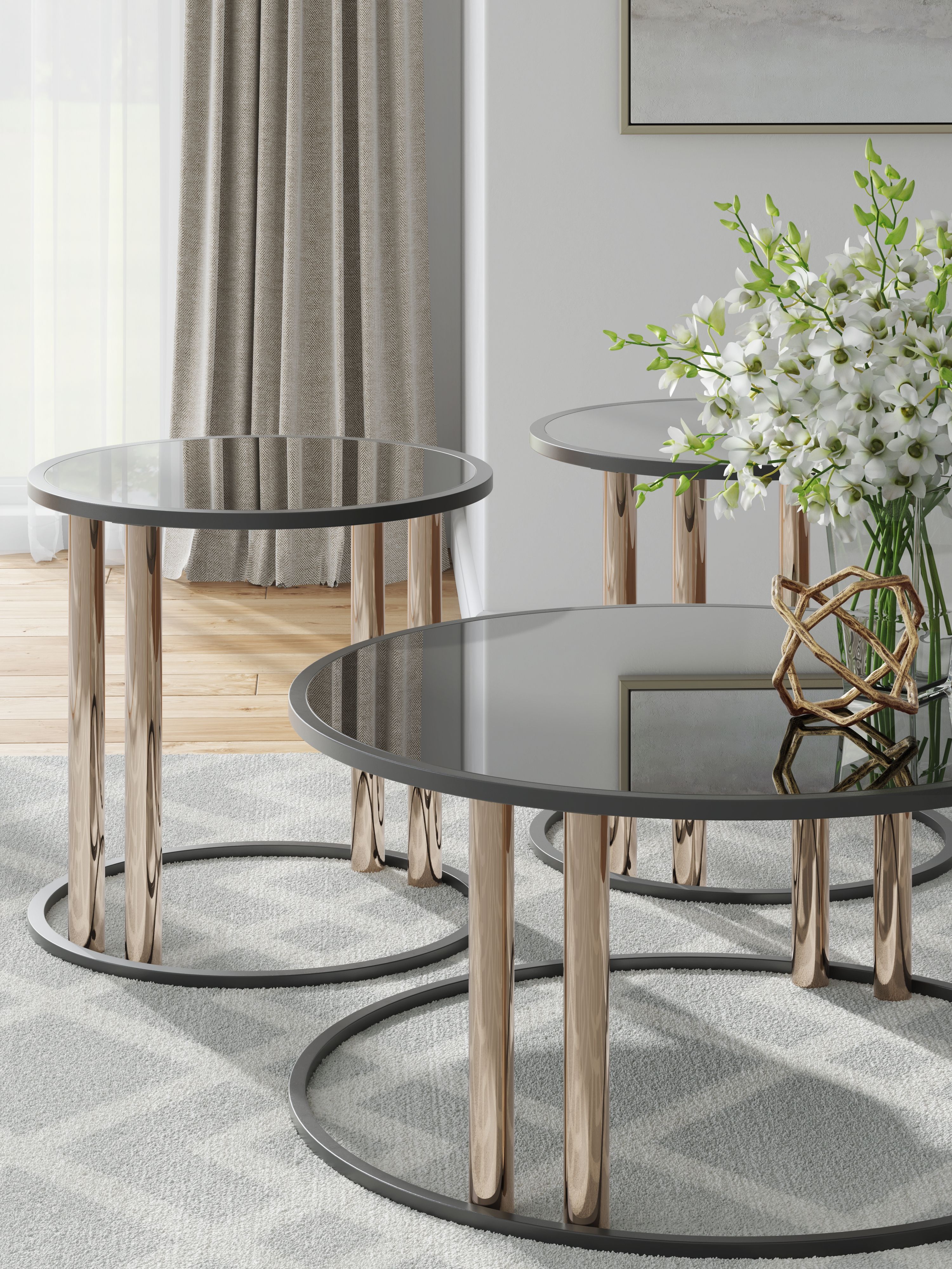 Ashley Furniture Hannerly - Occasional Table Set (Set of 3) - Black / Gold Finish - Image 6