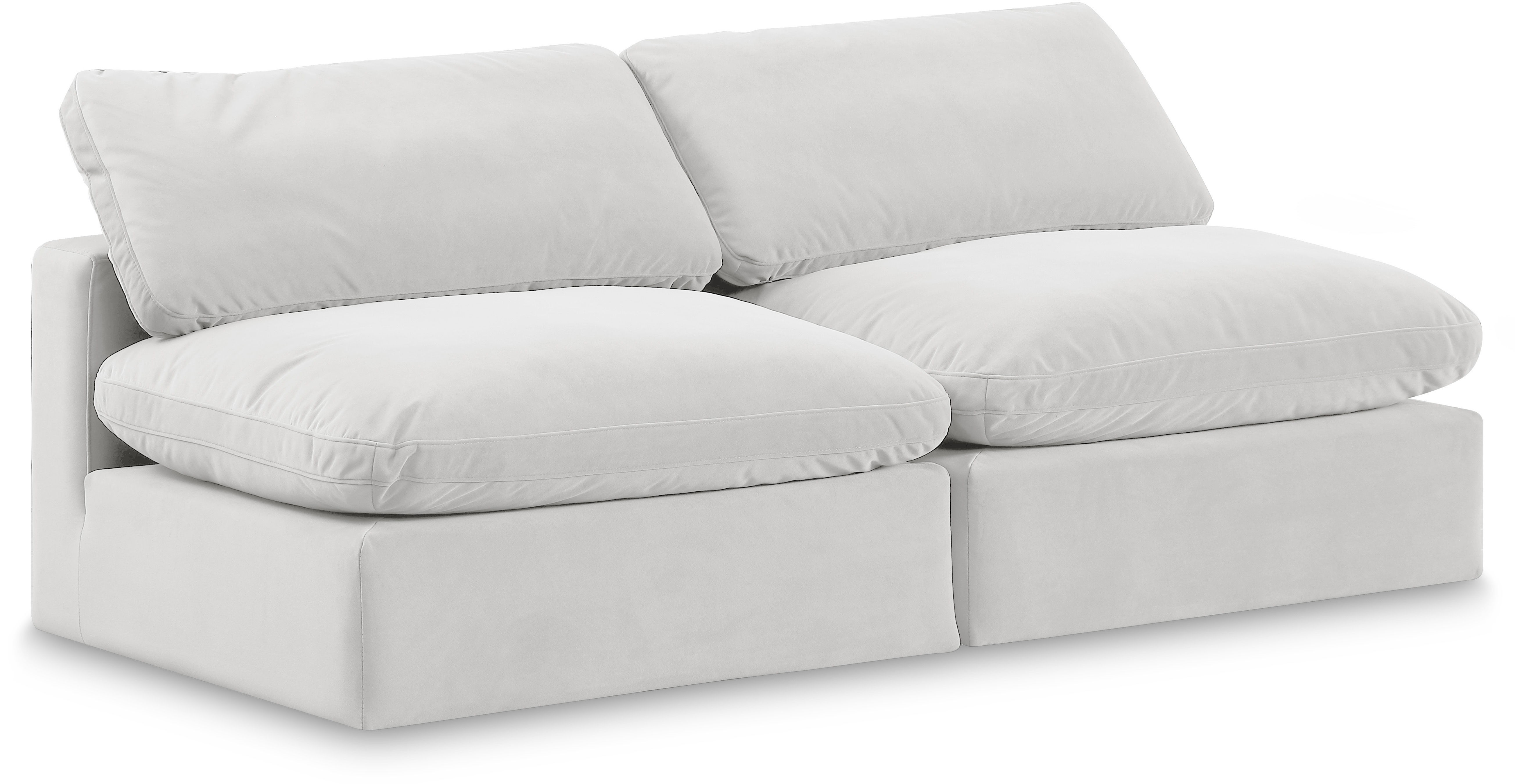 Comfy - Velvet Modular Armless Sofa 2 Seats - White