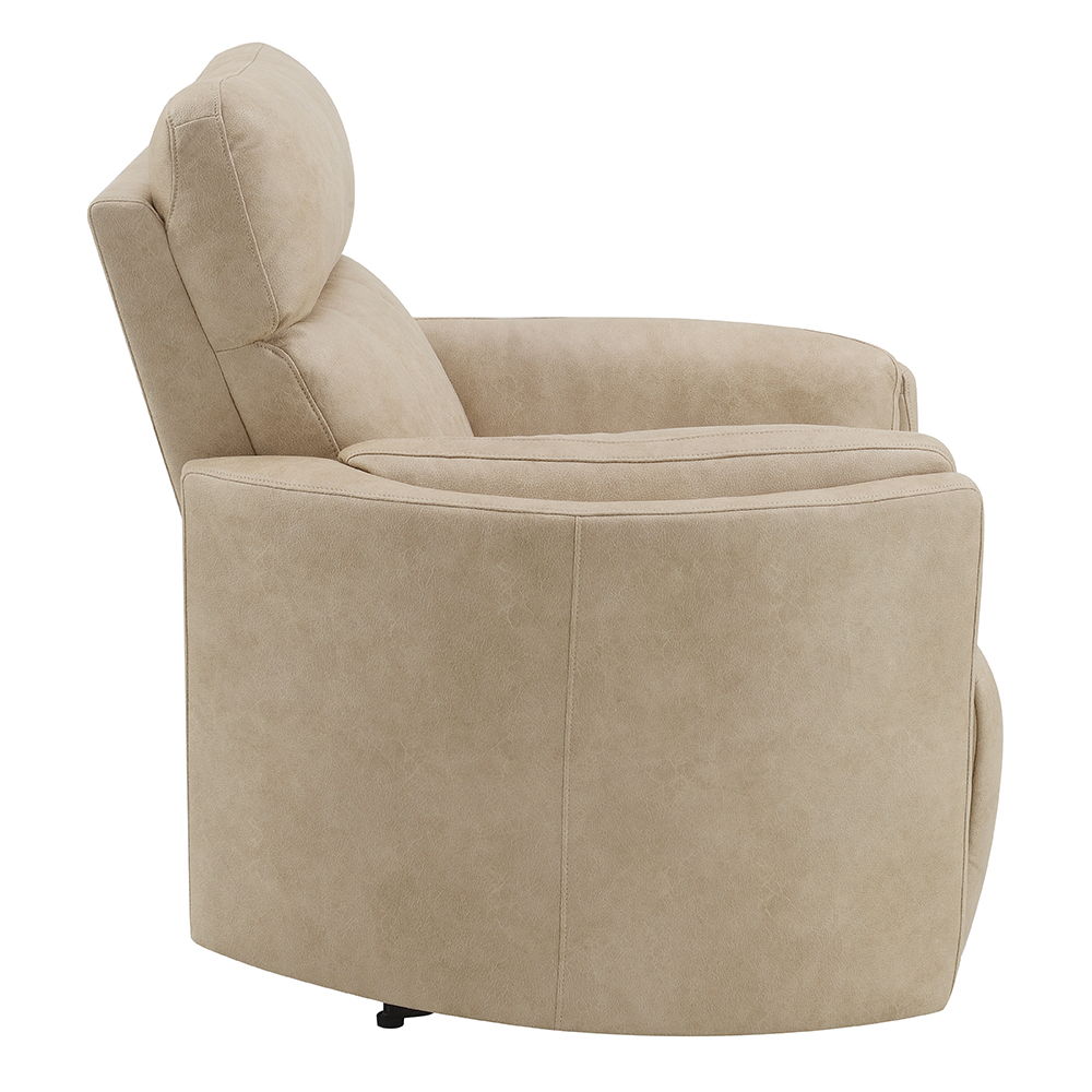 Elison - Motion Glider Recliner With Swivel - Dark Beige Polish Microfiber, beige, view 4