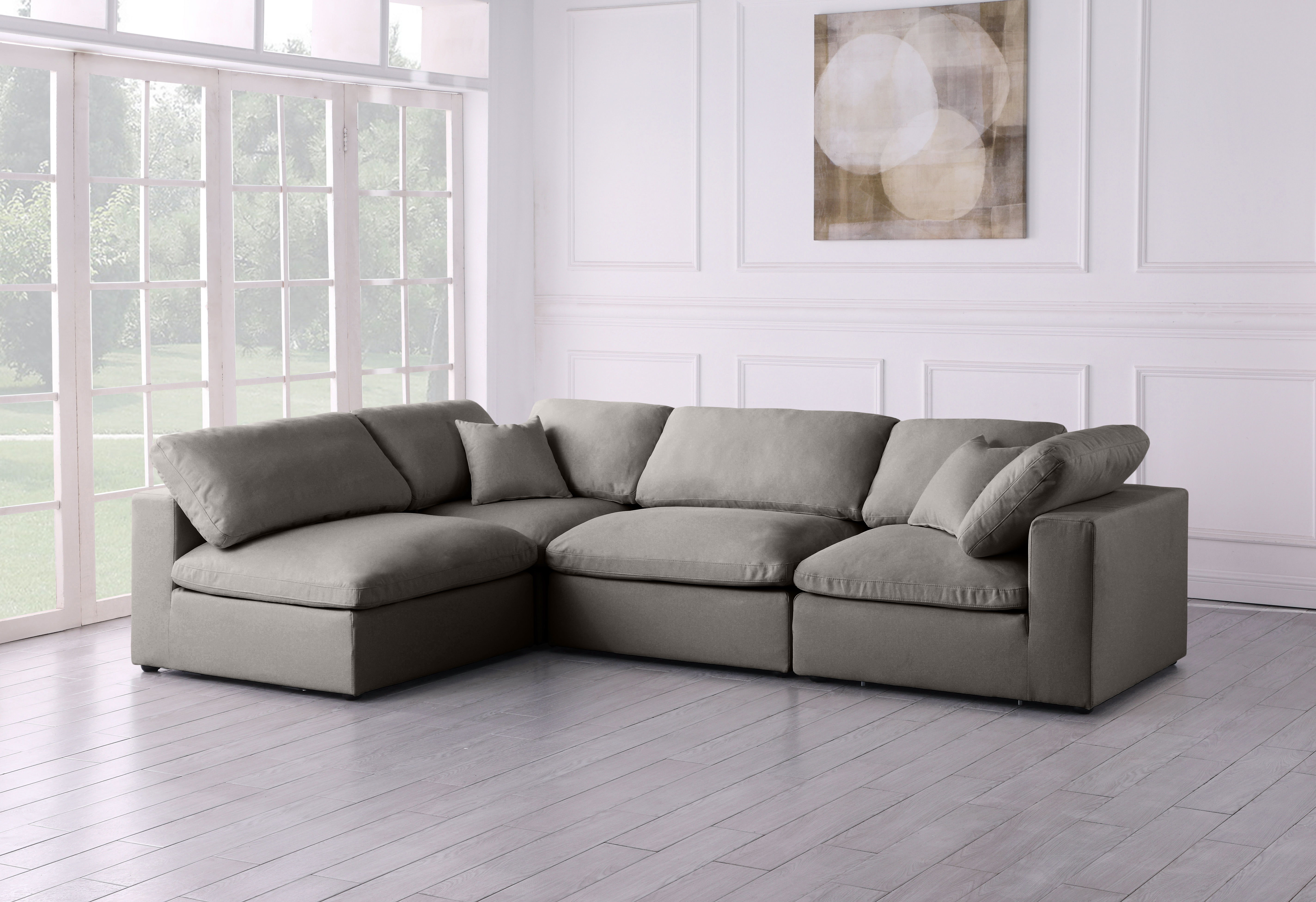 Plush - 4 Piece Modular Corner Sectional - Gray