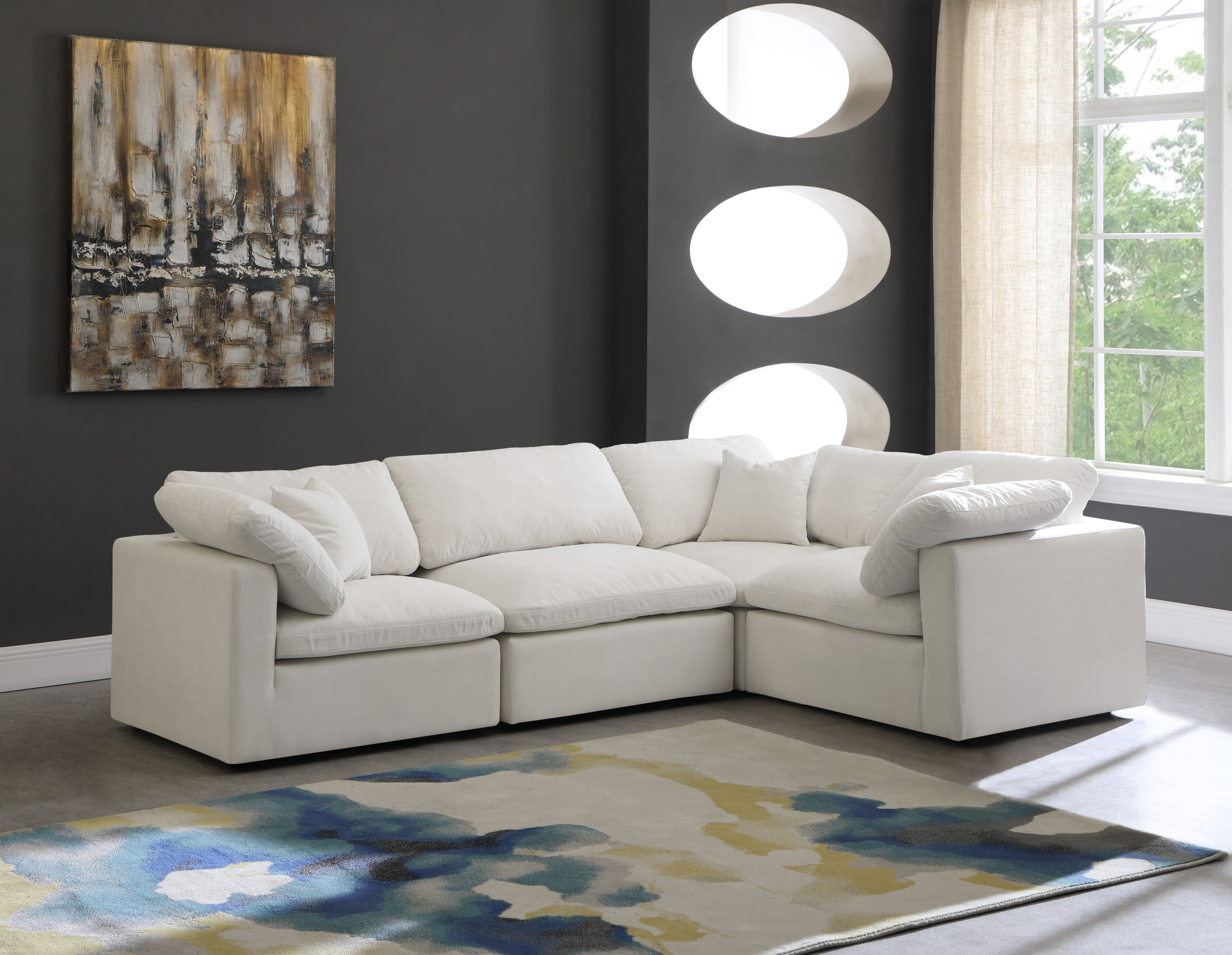 Plush - 4 Piece Modular Sectional - Cream