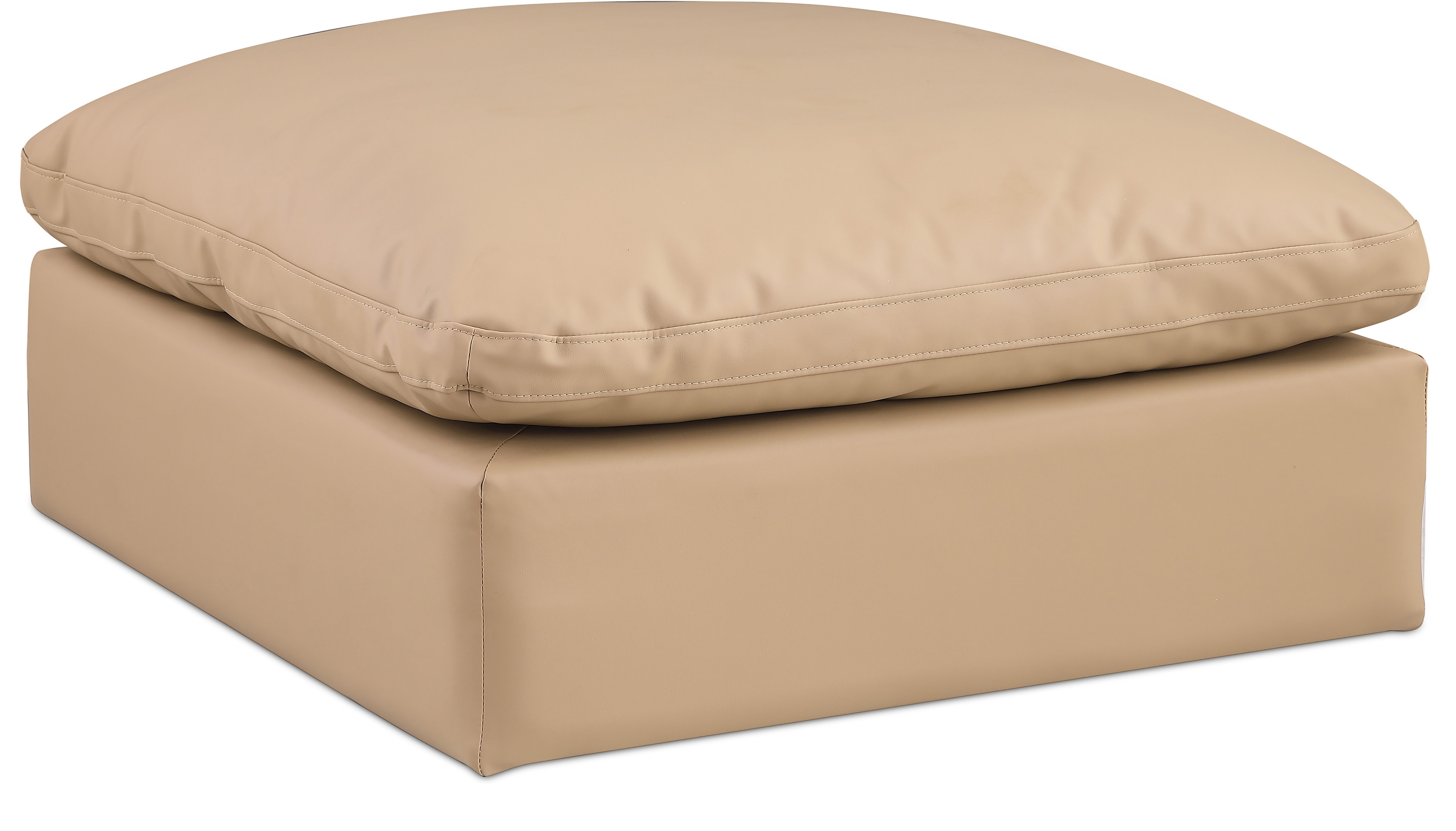 Comfy - Faux Leather Ottoman - Tan