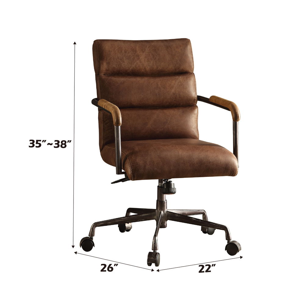 Harith - Office Chair - Retro Brown Top Grain Leather, dark brown, view 5