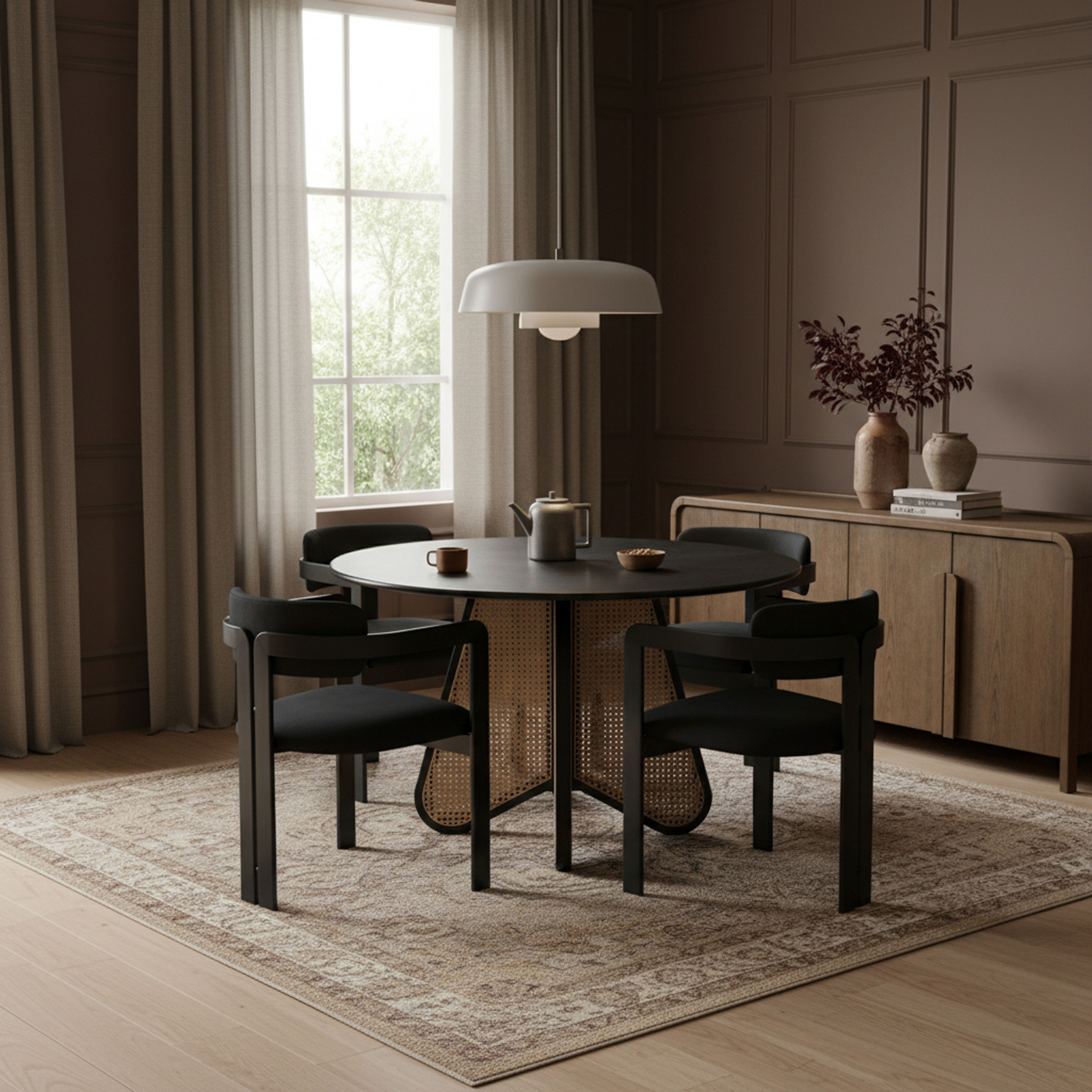 Aurum - Vegan Leather Upholstered Dining Chair (Set of 2) - Black / Graphite Black