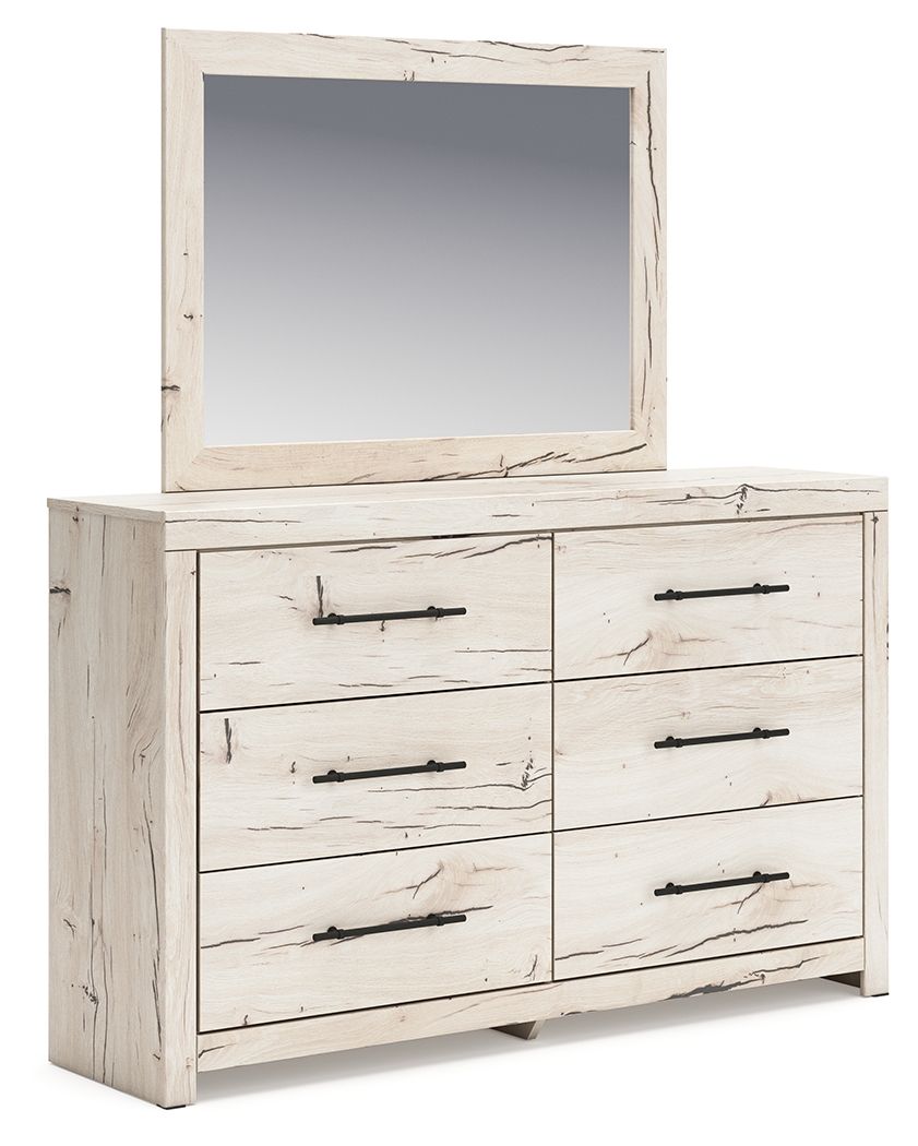 Lawroy - 9 Pc. - Dresser, Mirror, Chest, King Panel Bed With Storage Footboard, 2 Nightstands - Light Natural