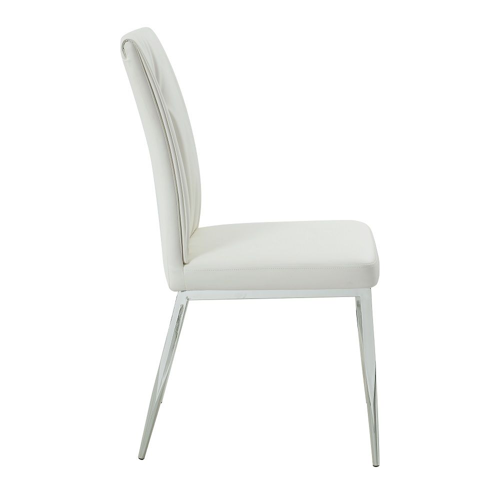 Kamaile - Side Chair (Set of 2) - Beige Synthetic Leather & Chrome, white, view 2