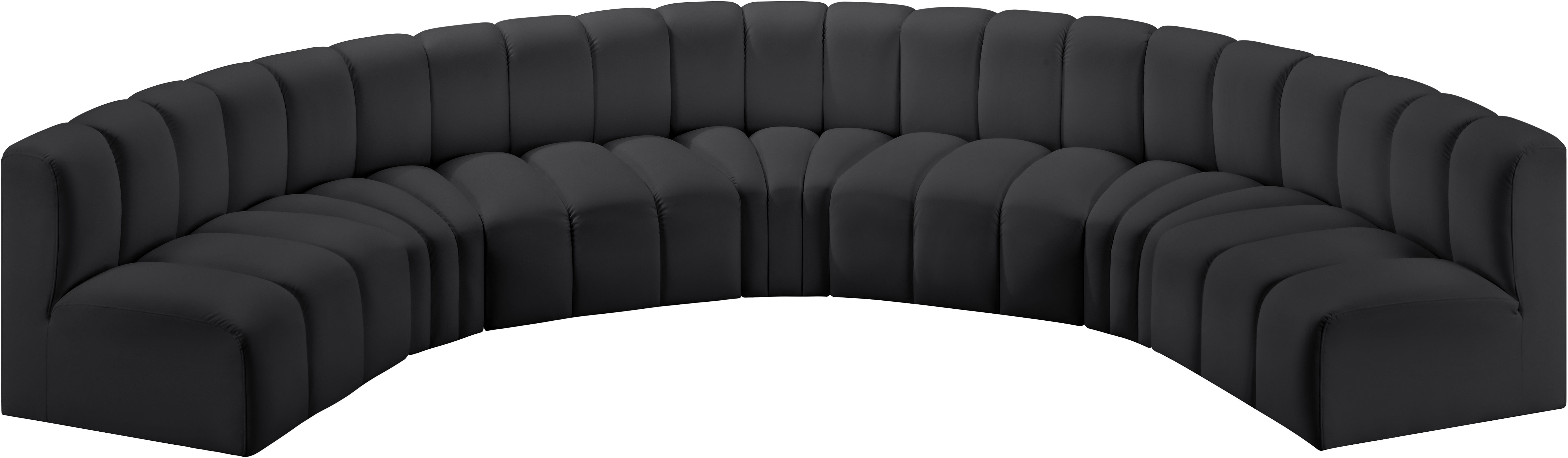 Arc - Faux Leather 7 Piece U-Shaped Modular Sofa - Black