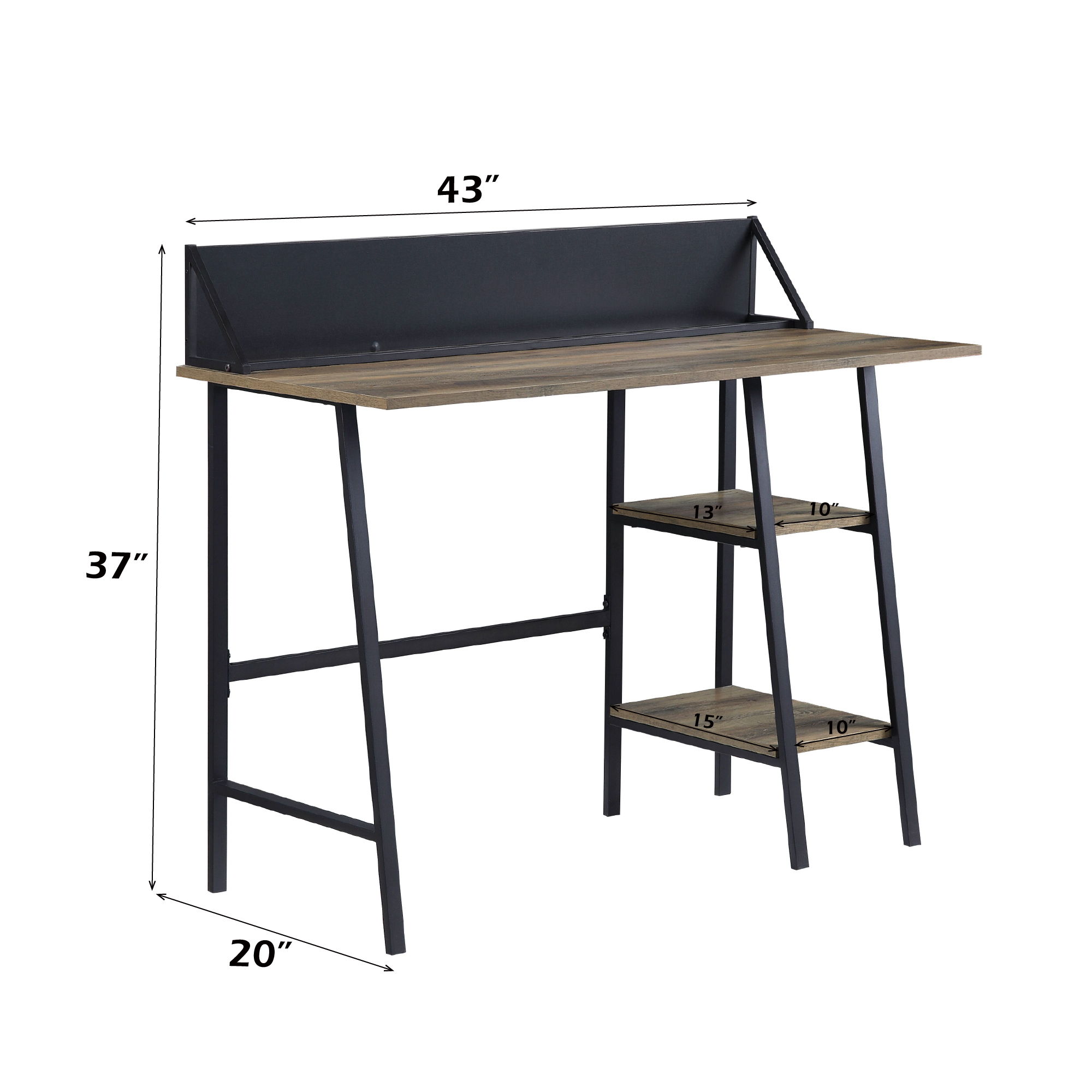 Garima - Writing Desk - Rustic Oak & Black, black, view 4