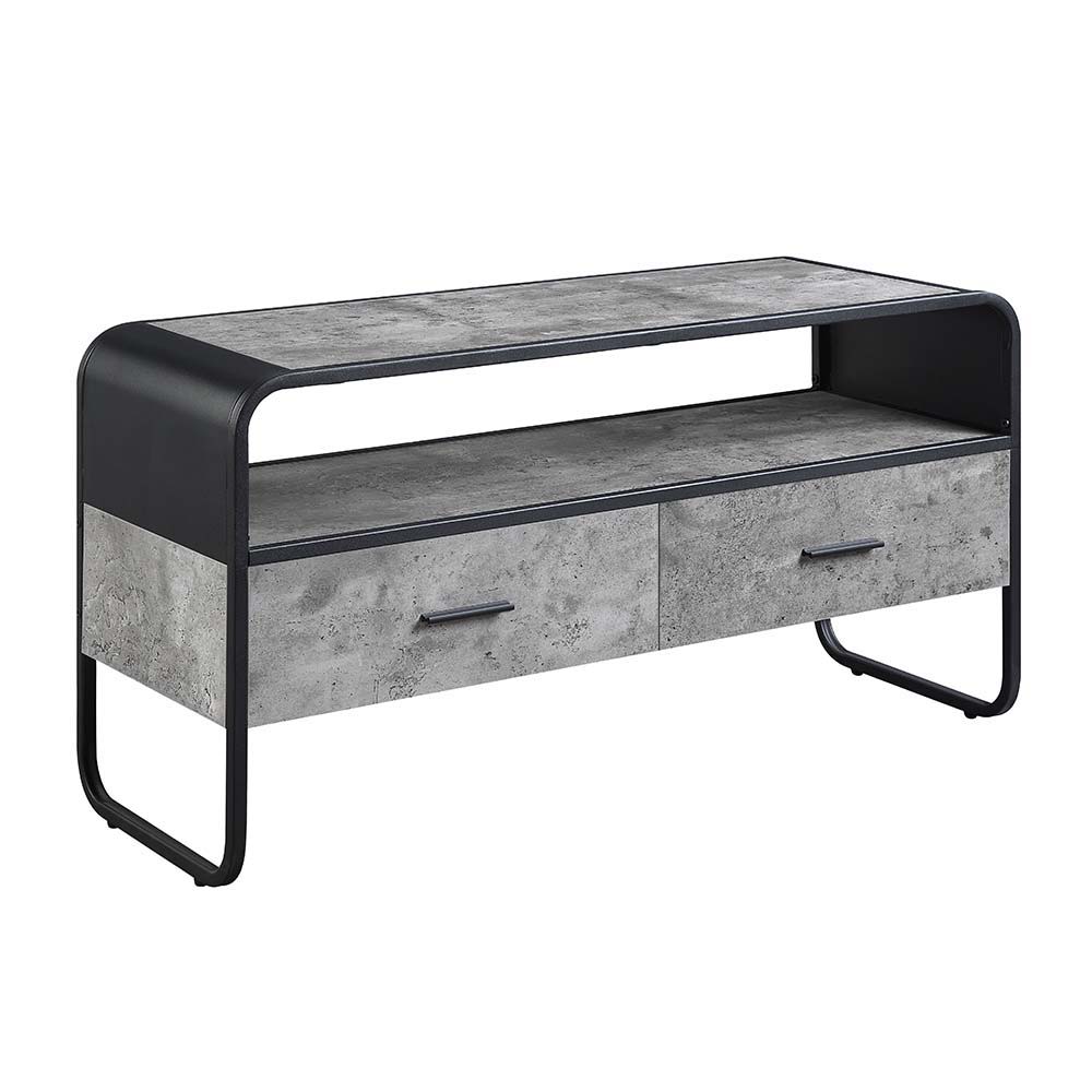 Raziela - 22" TV Stand - Concrete Gray & Black, black