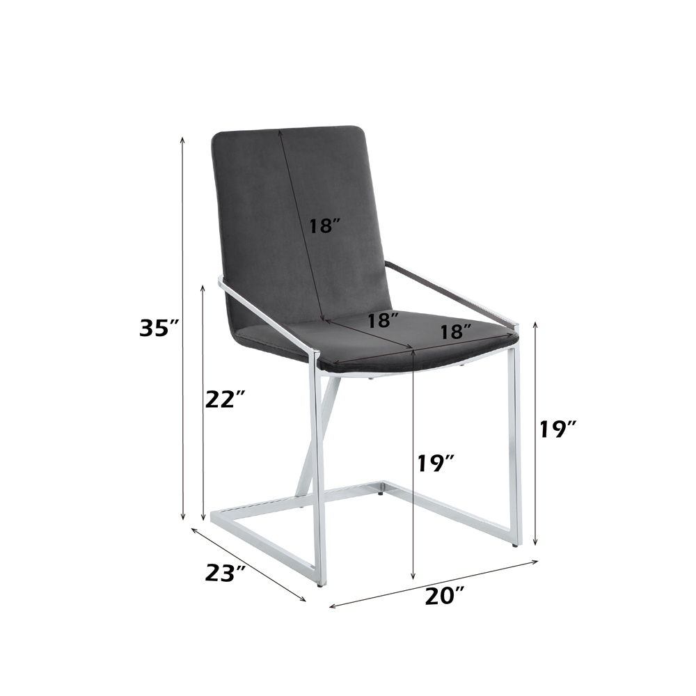 Zlatan - Side Chair (Set of 2) - Gray Velvet & Chrome, dark gray, view 6