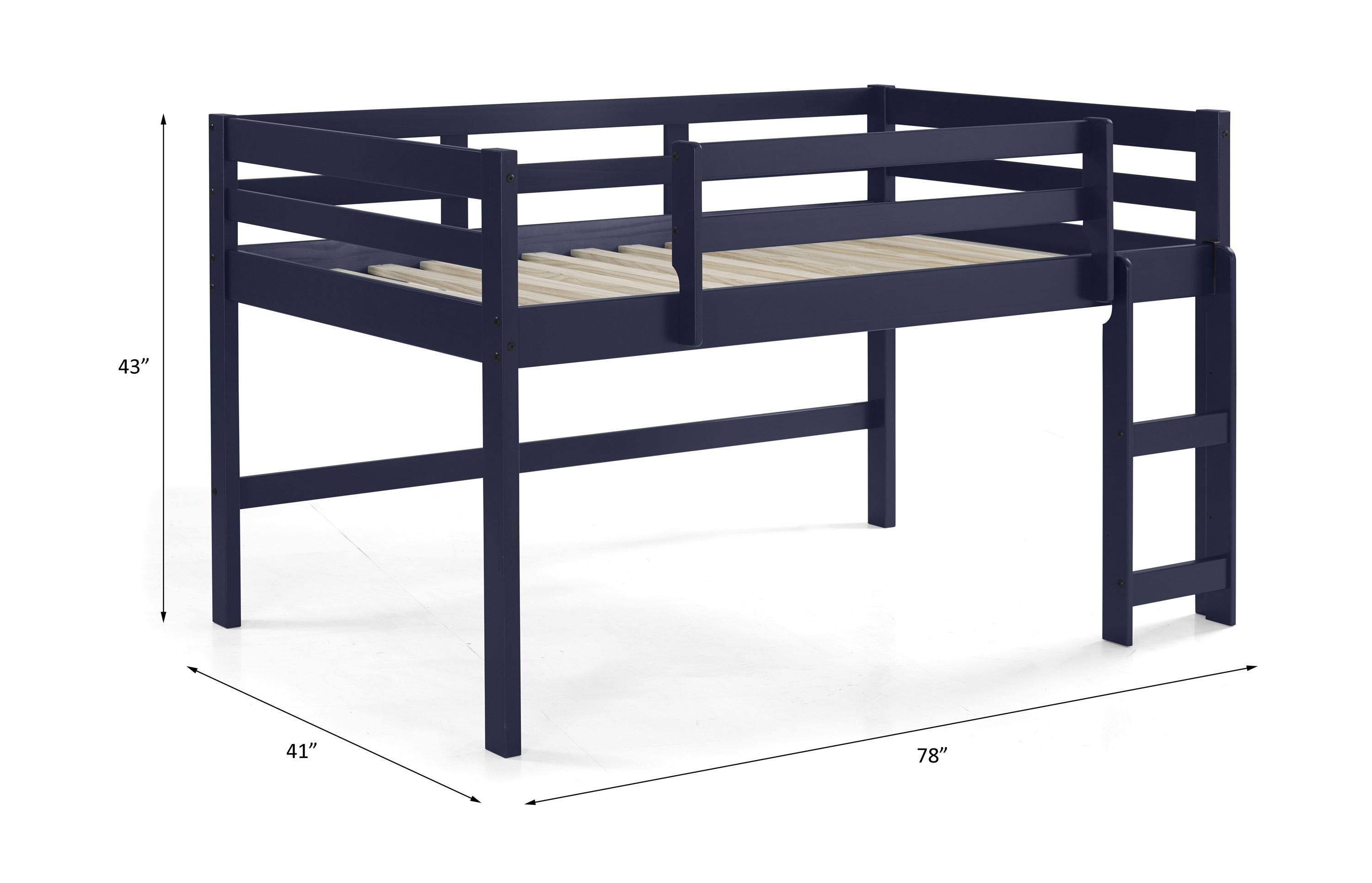 Lara - Twin Loft Bed - Navy Blue, blue, view 3