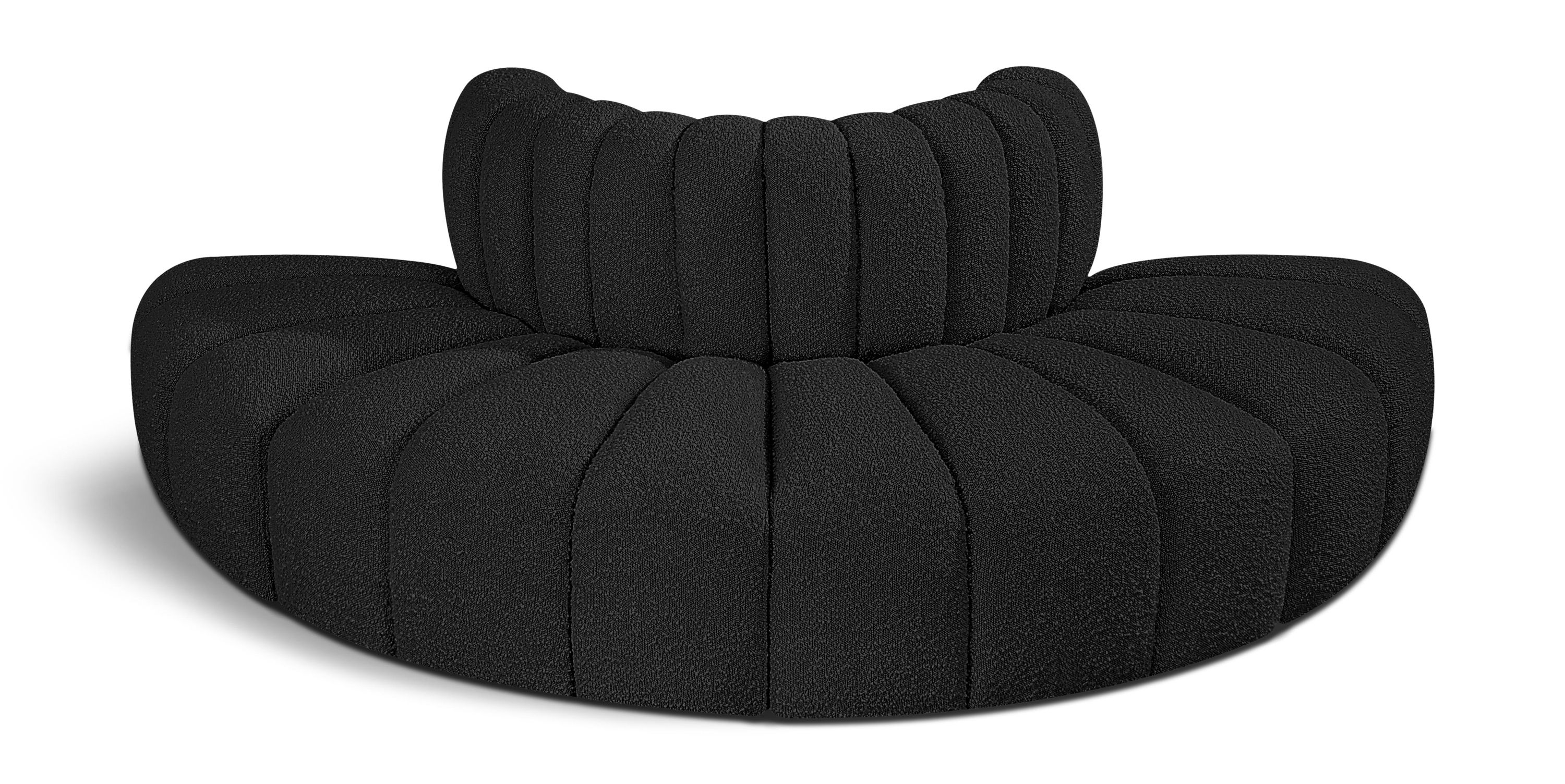 Arc - Boucle Fabric 4 Piece Modular Sofa - Black