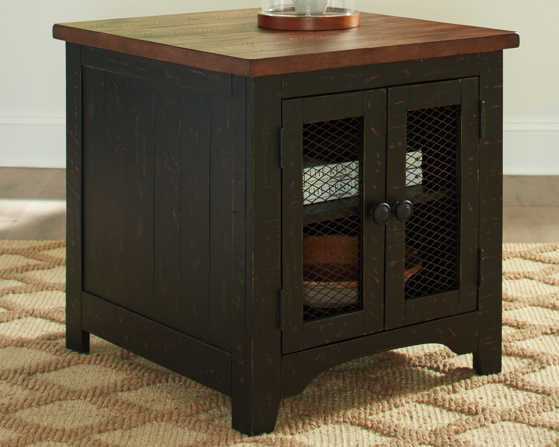 Ashley Furniture Valebeck - Rectangular End Table - Black / Brown - Image 2