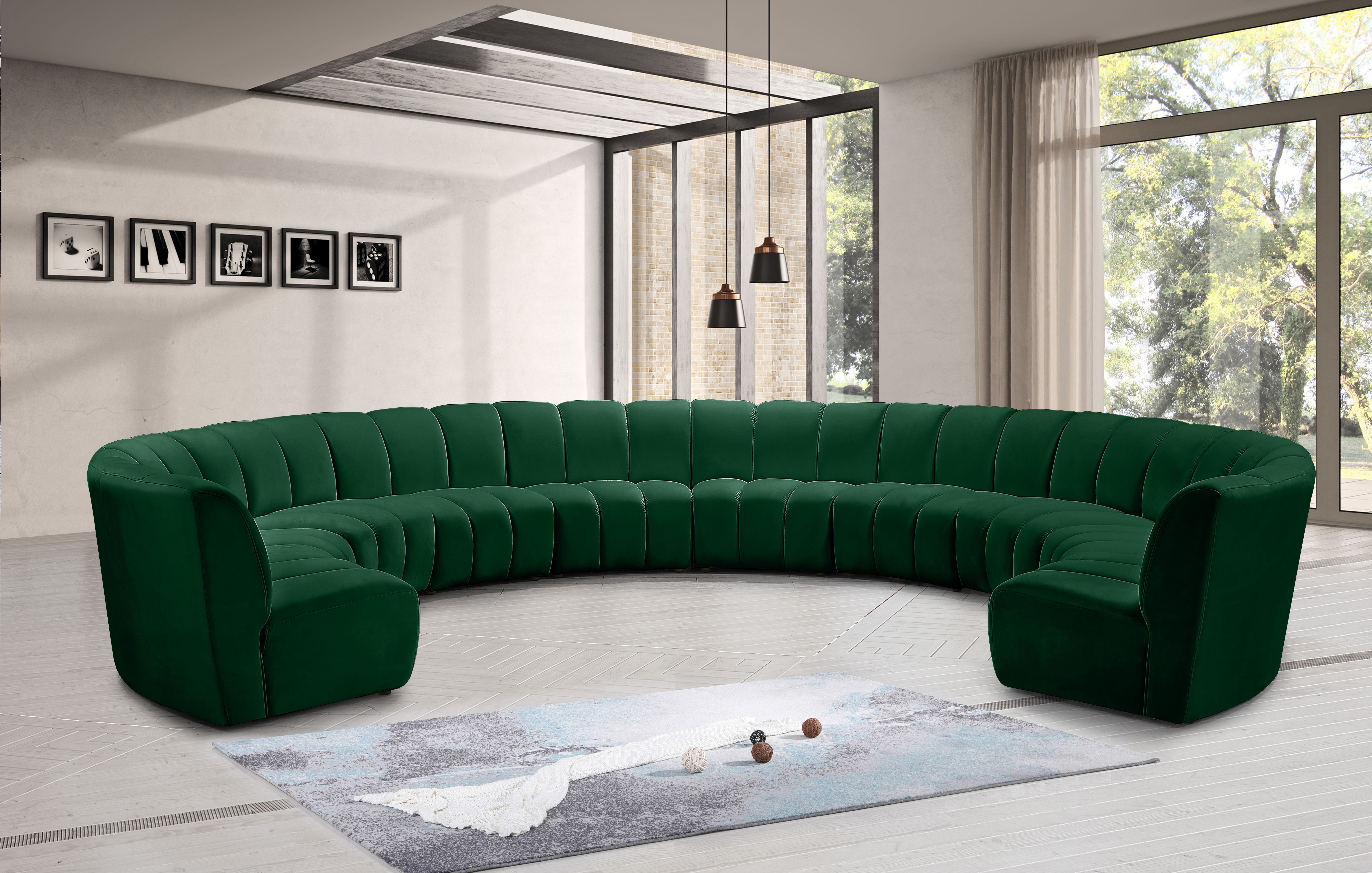 Infinity - 10 Piece Fabric Modular Sectional - Green
