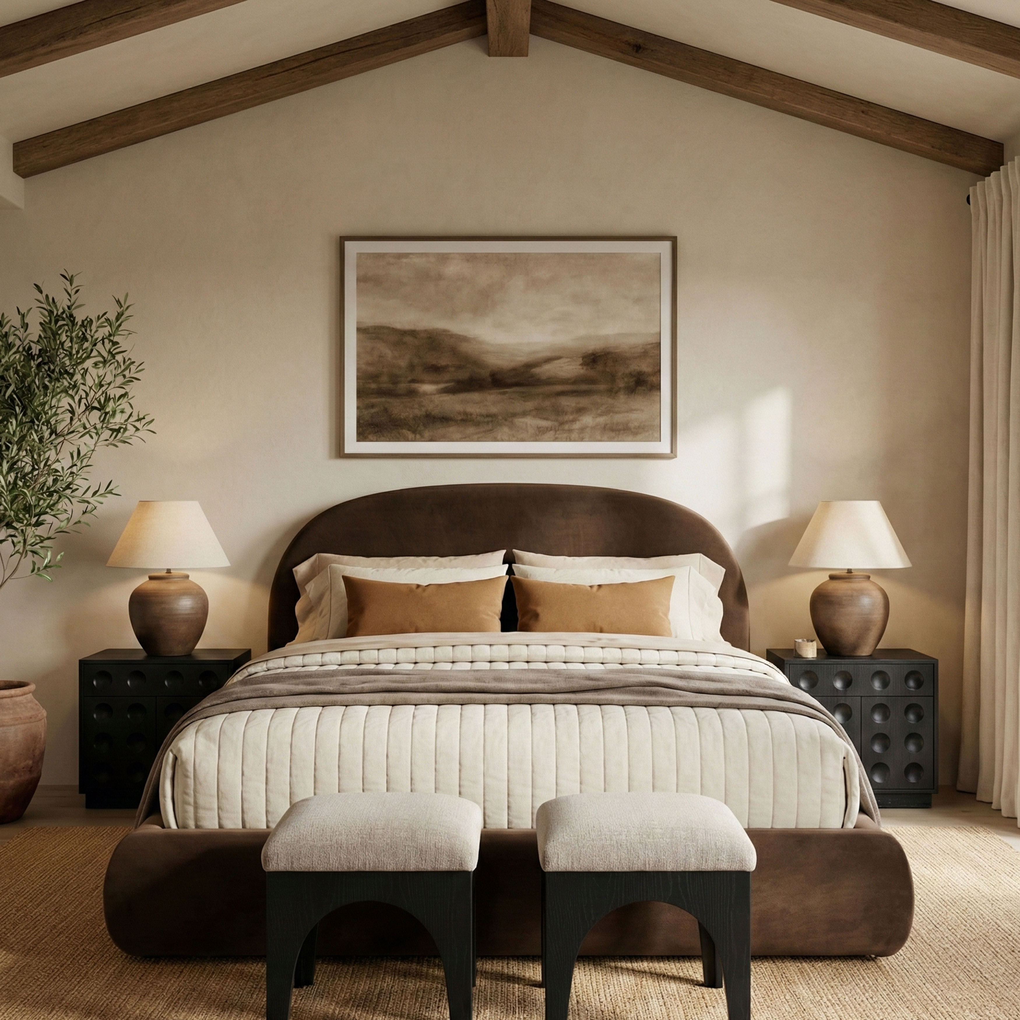 Celine - Upholstered King Bed - Brown